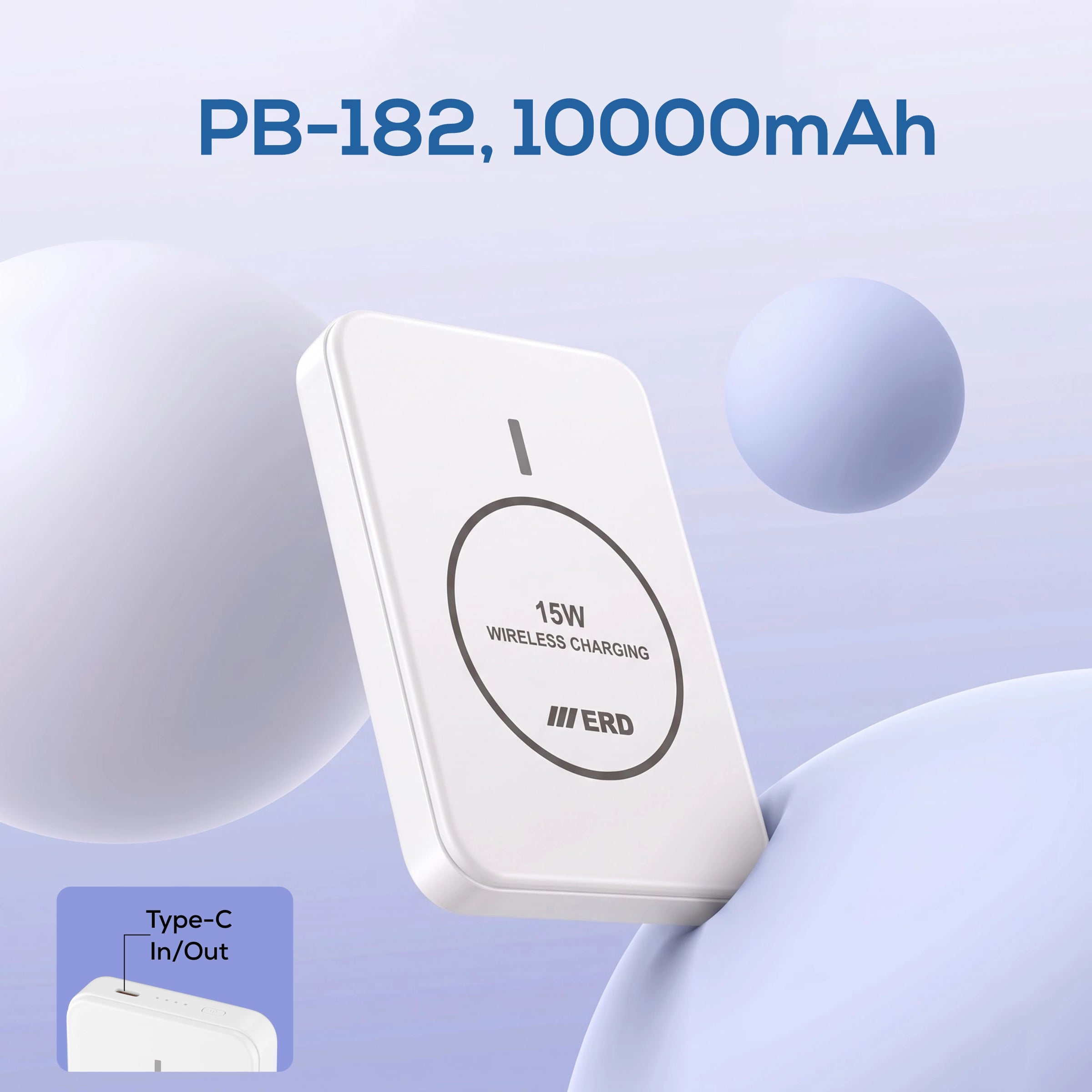 ERD PB-182  Power Bank 10000 mAh, 15WWireless Charging