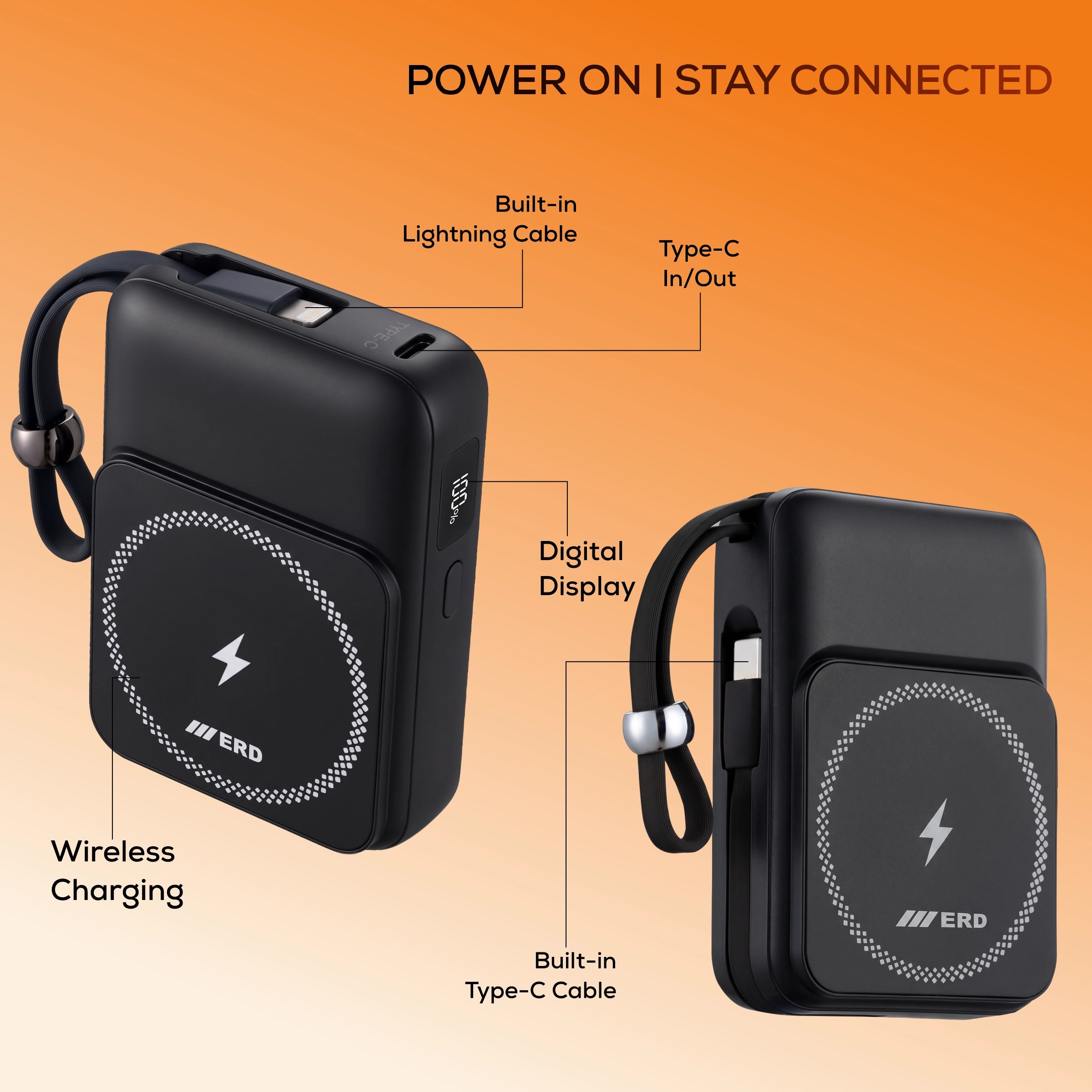 ERD PB-402 Power Bank 10000 mAh, 15W Wireless Charging