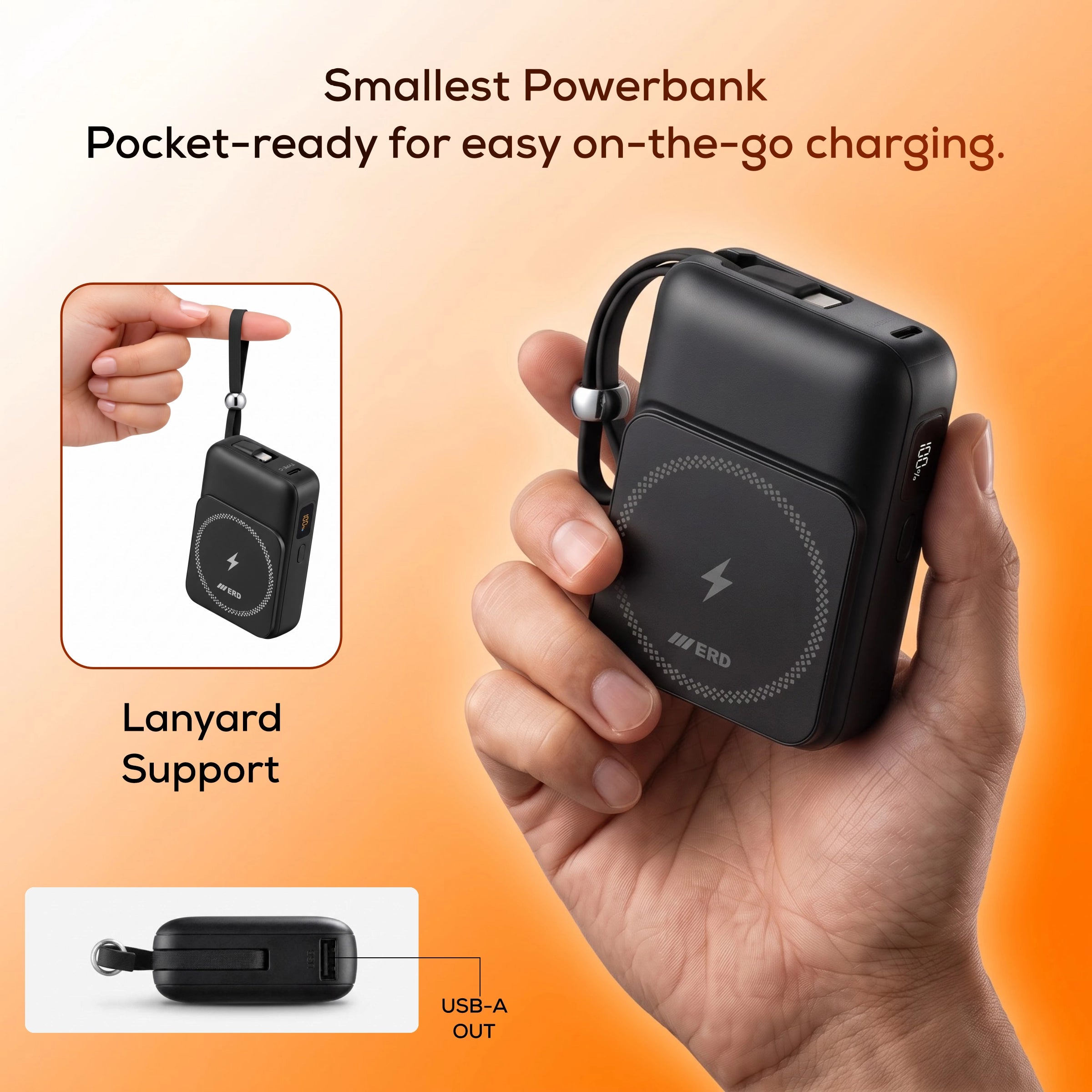 ERD PB-402 Power Bank 10000 mAh, 15W Wireless Charging