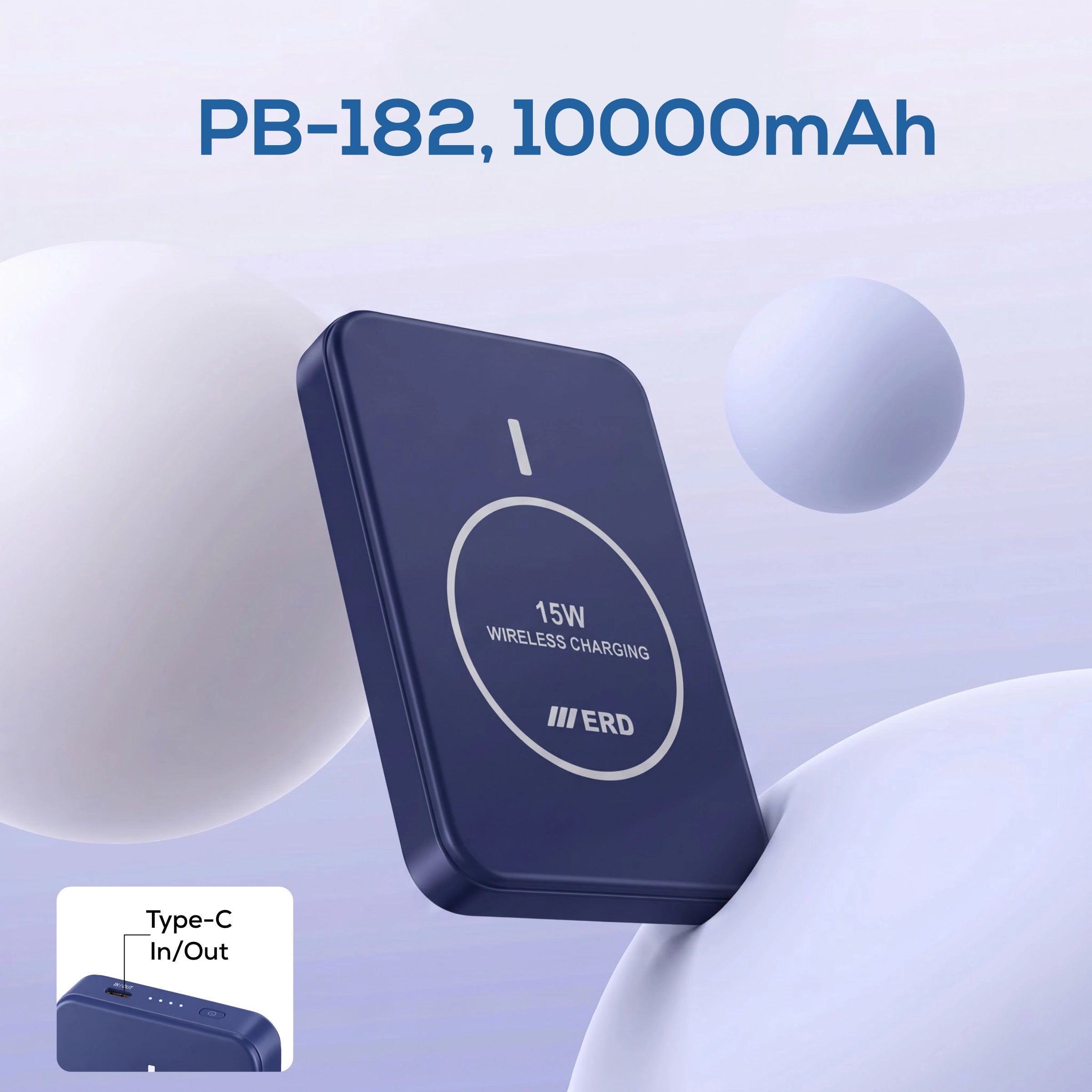 ERD PB-182  Power Bank 10000 mAh, 15WWireless Charging