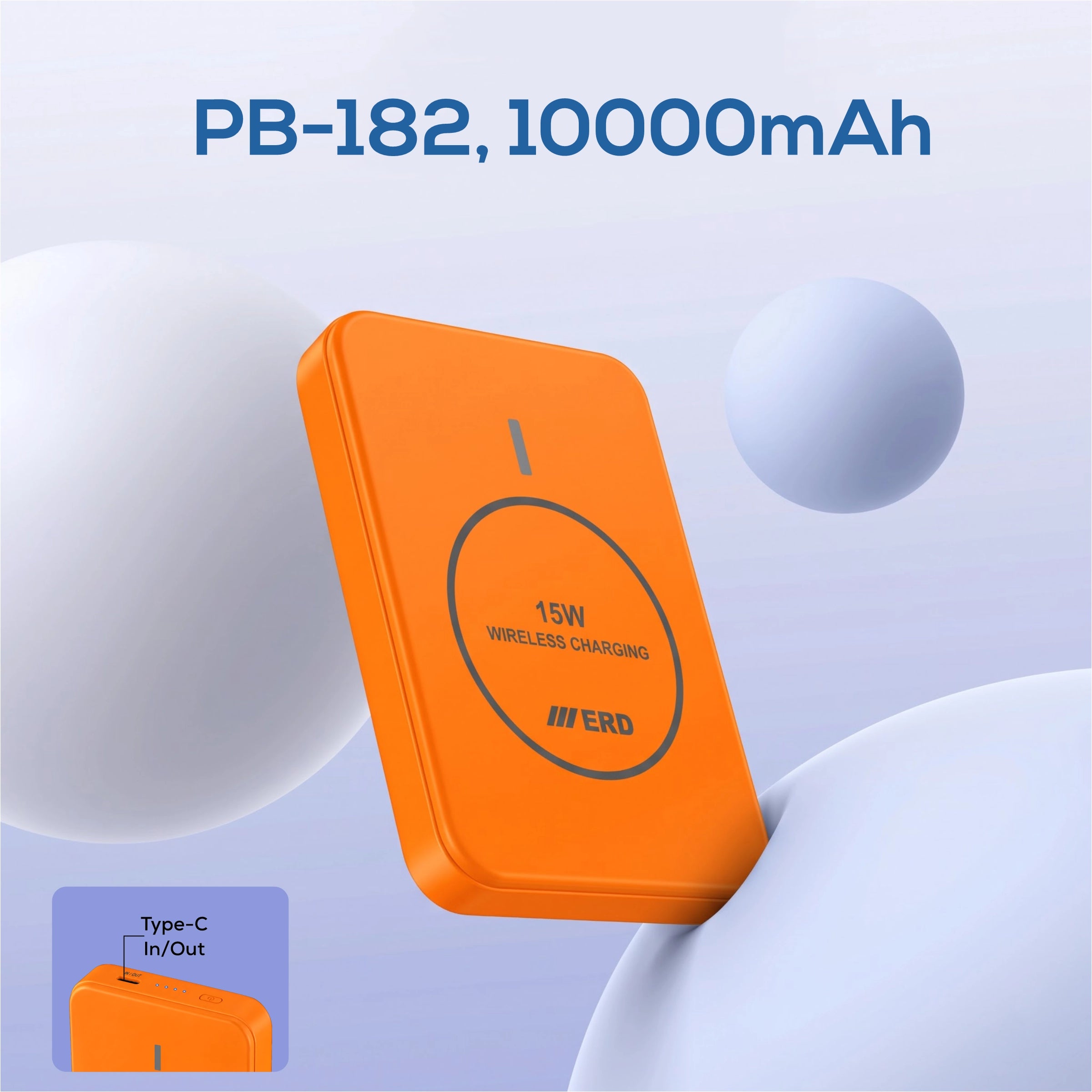 ERD PB-182  Power Bank 10000 mAh, 15WWireless Charging