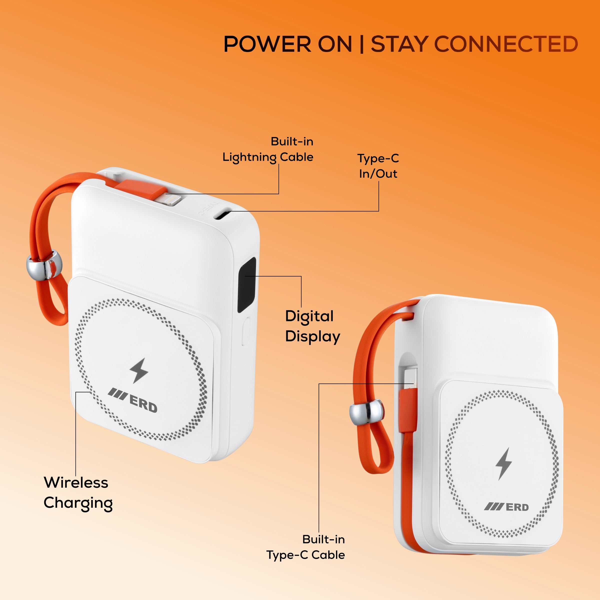 ERD PB-402 Power Bank 10000 mAh, 15W Wireless Charging