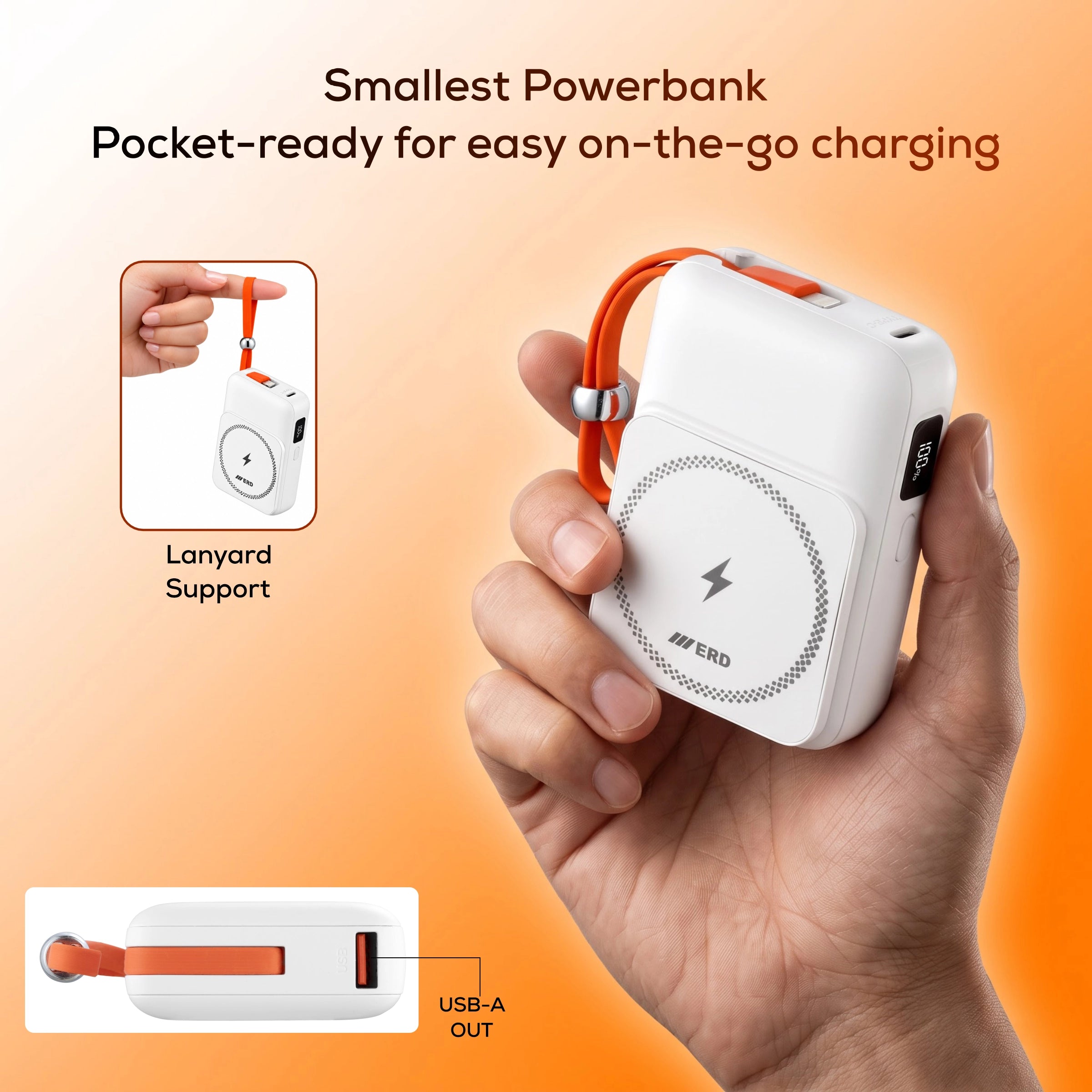 ERD PB-402 Power Bank 10000 mAh, 15W Wireless Charging