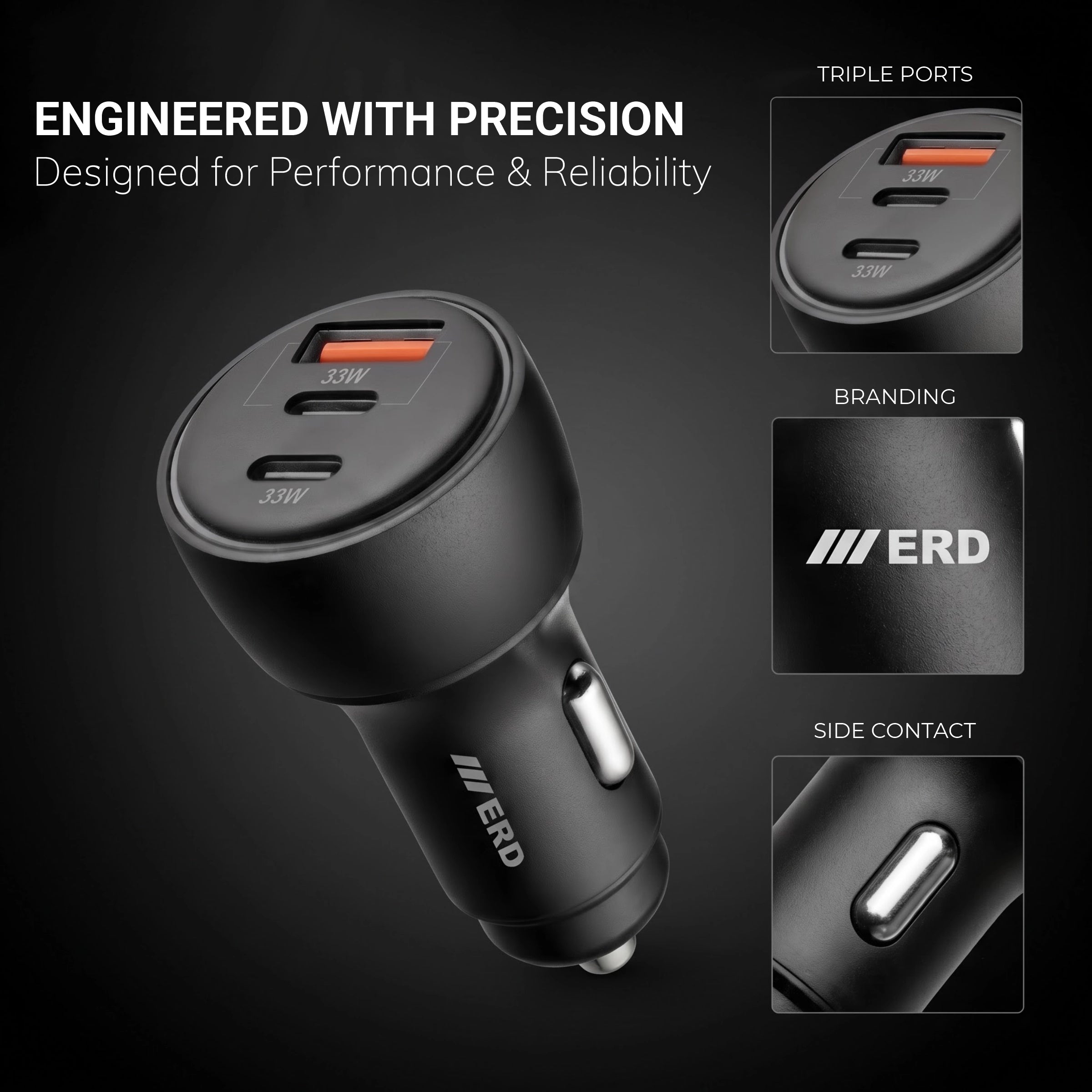 ERD CC-147 Triple USB Charger With C to C CABLE 66W