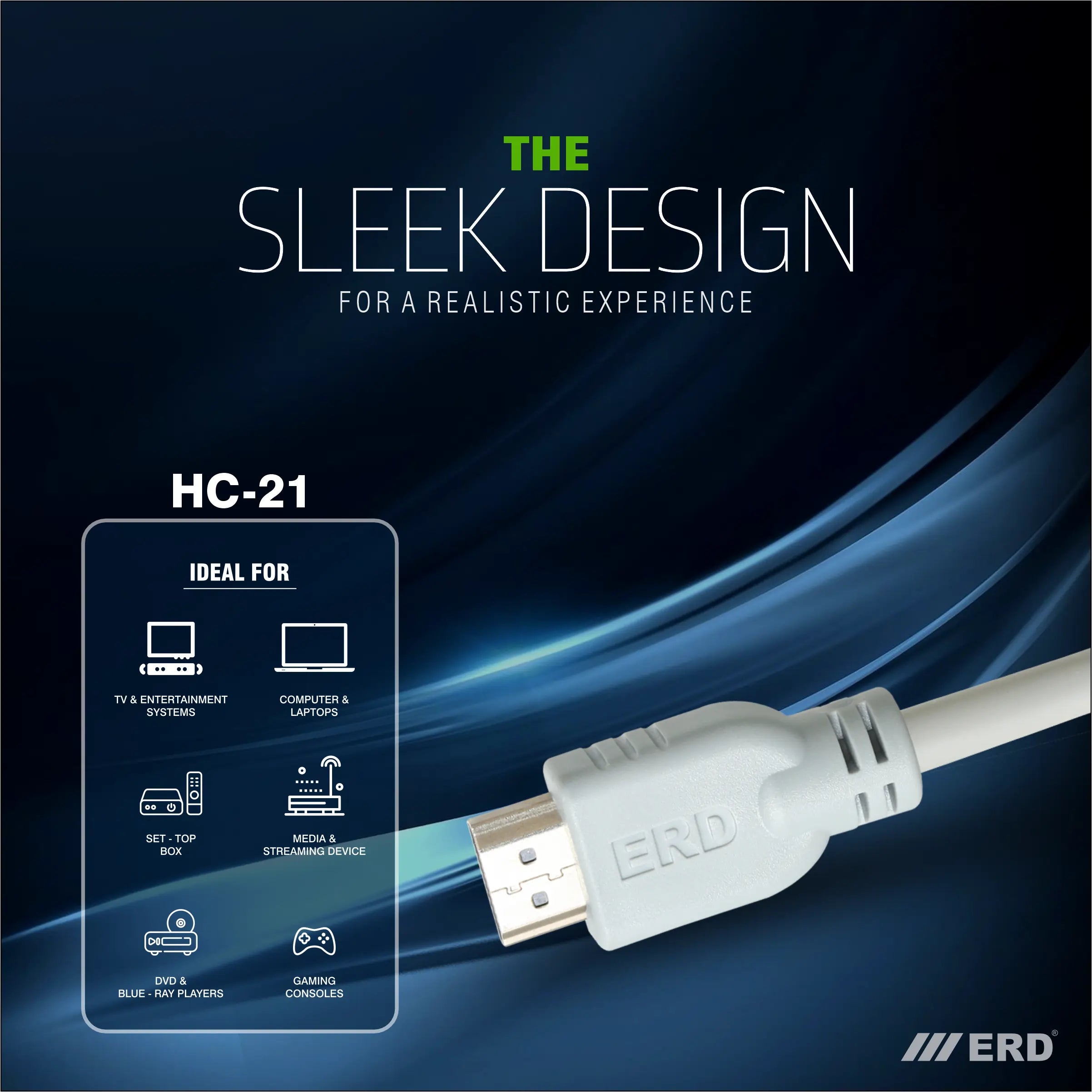 ERD HC-21 High Speed HDMI Cable with Ethernet  (1.5 Meter)