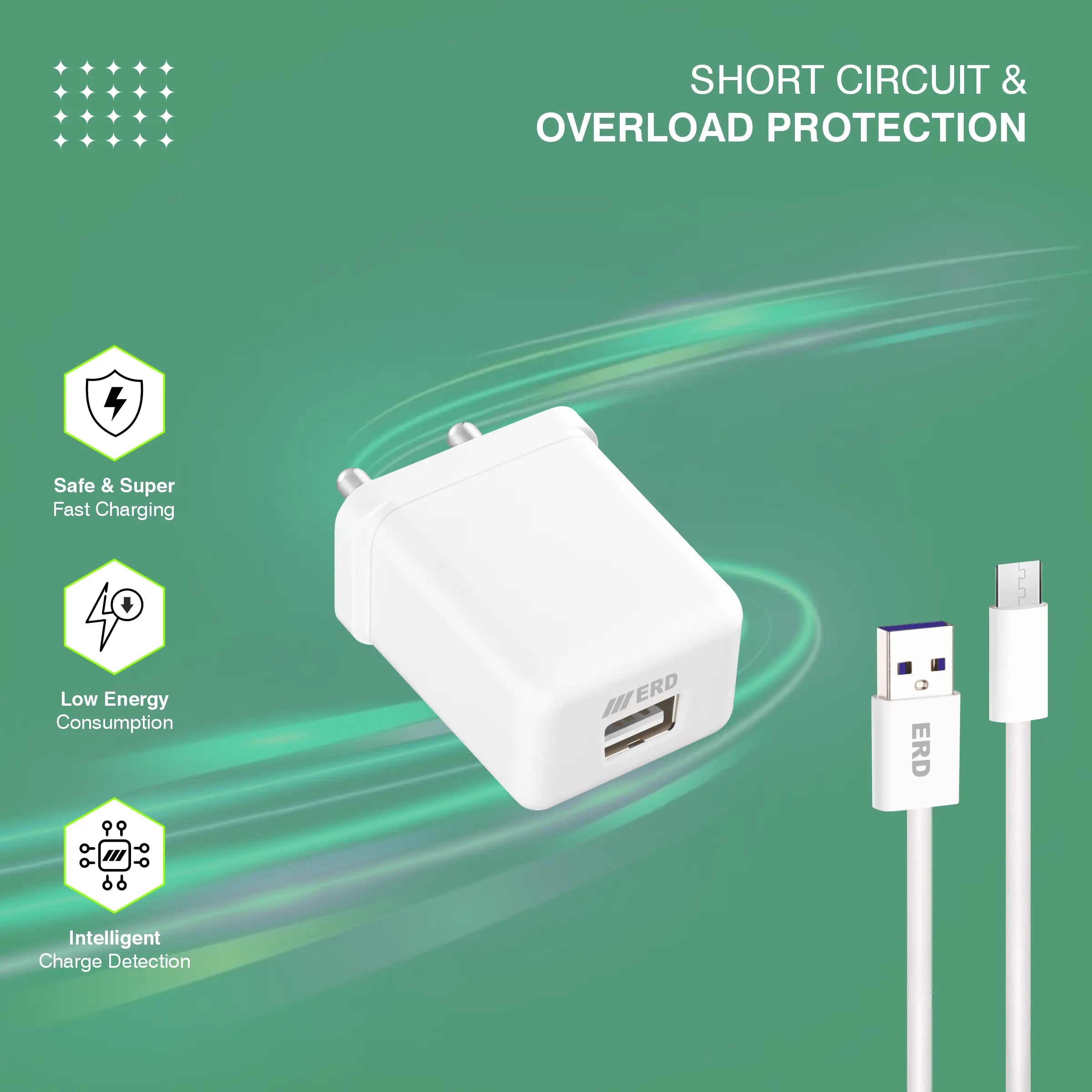ERD TC-104 CHARGER + MICRO USB WHITE 15W