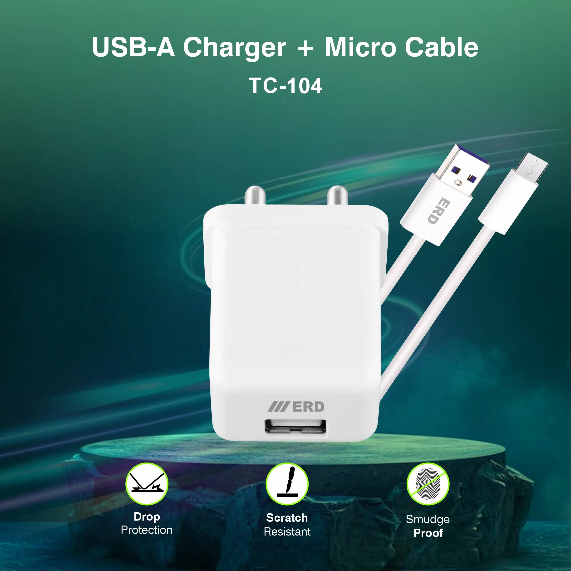 ERD TC-104 CHARGER + MICRO USB WHITE 15W