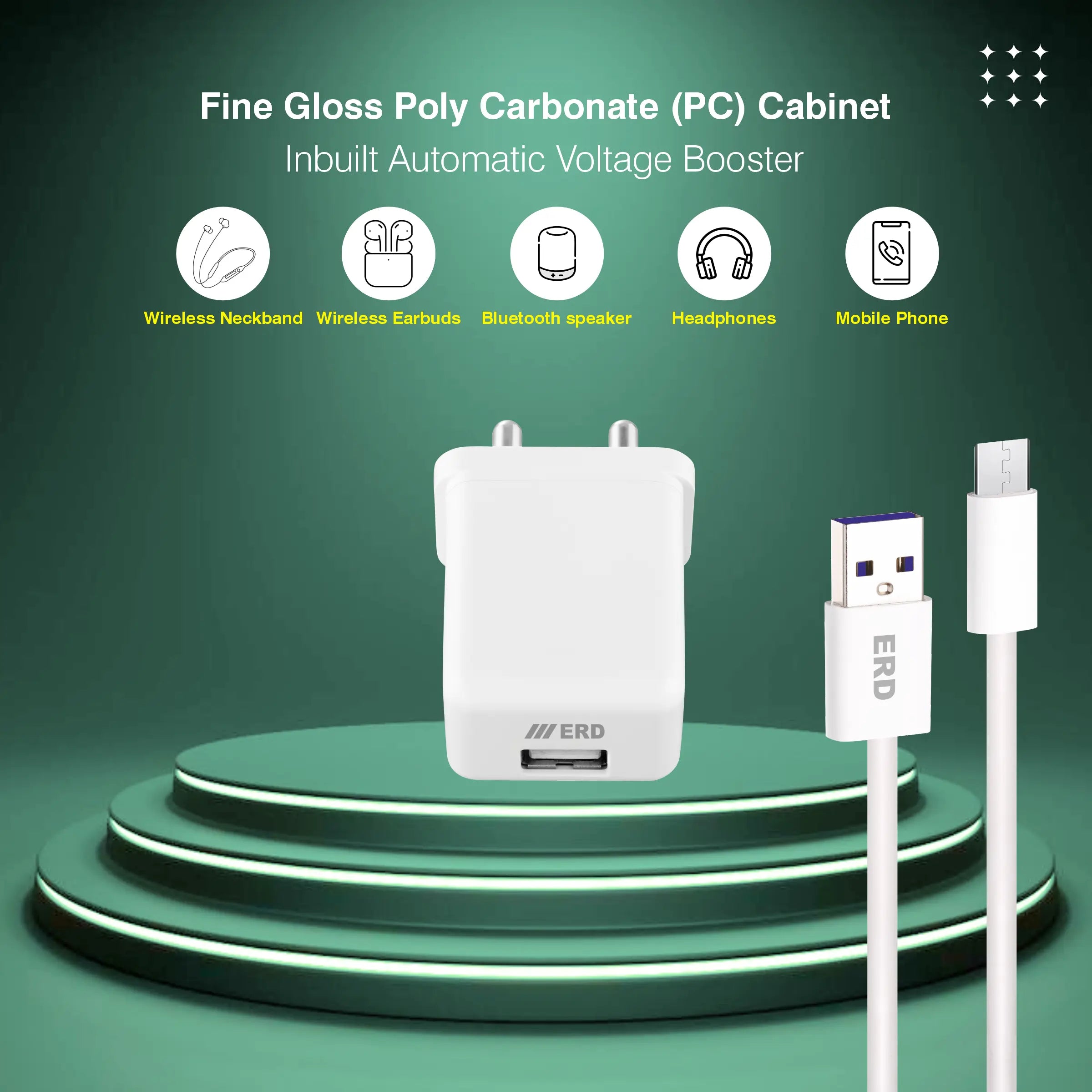 ERD TC-104 CHARGER + MICRO USB WHITE 15W