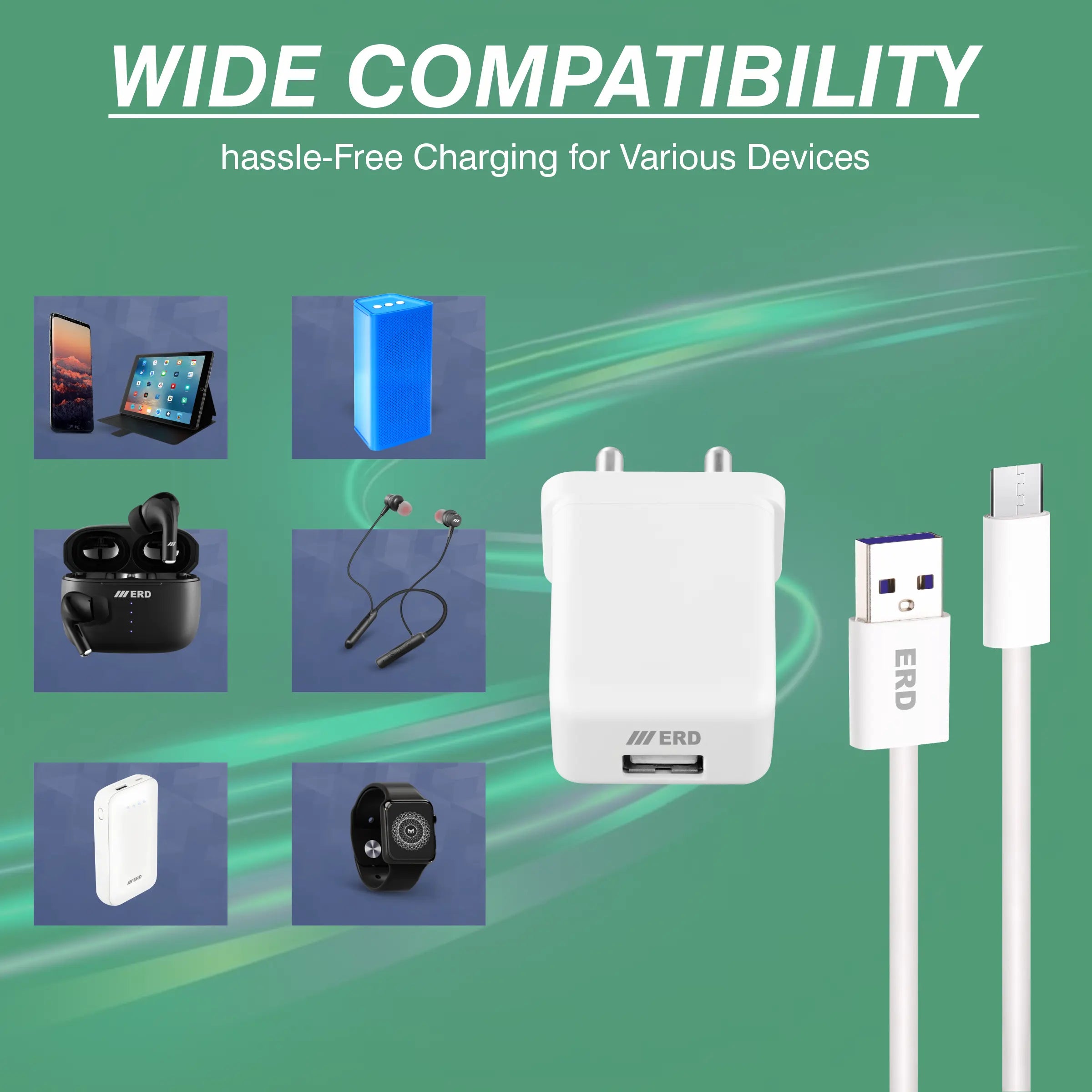 ERD TC-104 CHARGER + MICRO USB WHITE 15W