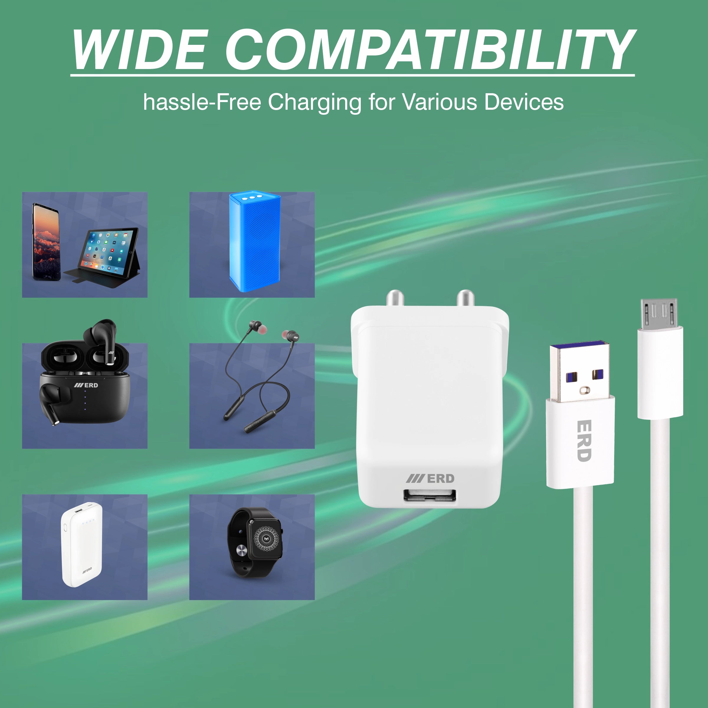 ERD TC-104 CHARGER + MICRO USB WHITE 15W