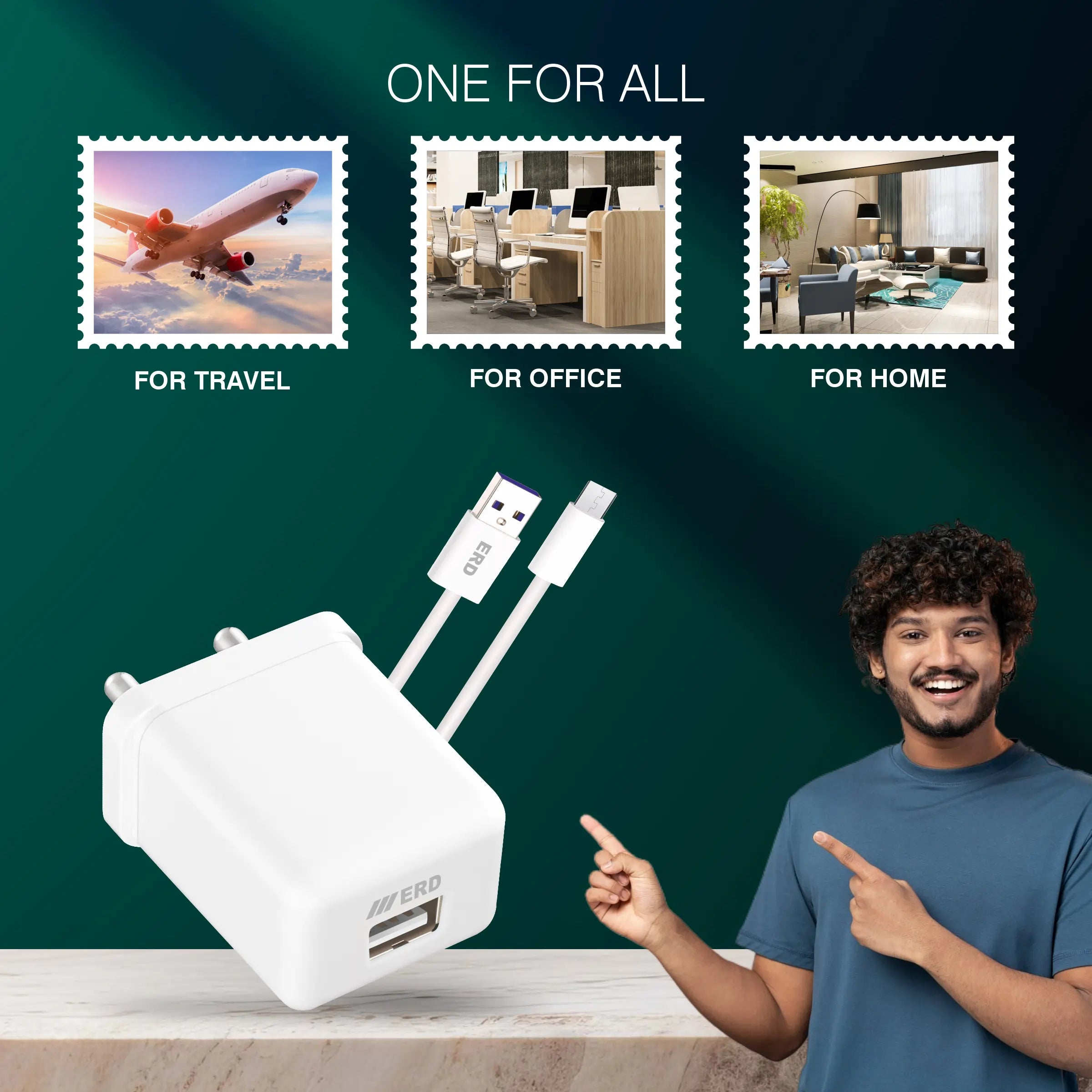 ERD TC-104 CHARGER + MICRO USB WHITE 15W