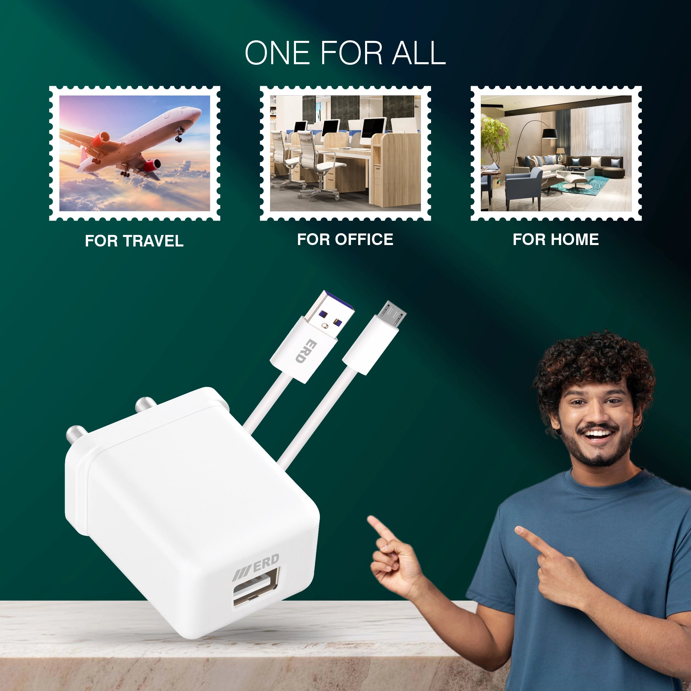 ERD TC-104 CHARGER + MICRO USB WHITE 15W