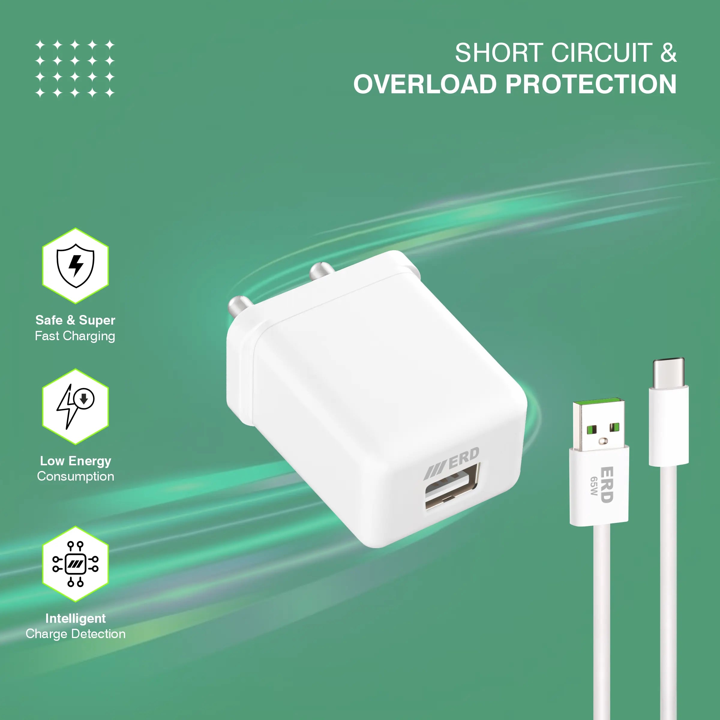 ERD TC-104 CHARGER + USB-C WHITE 15W