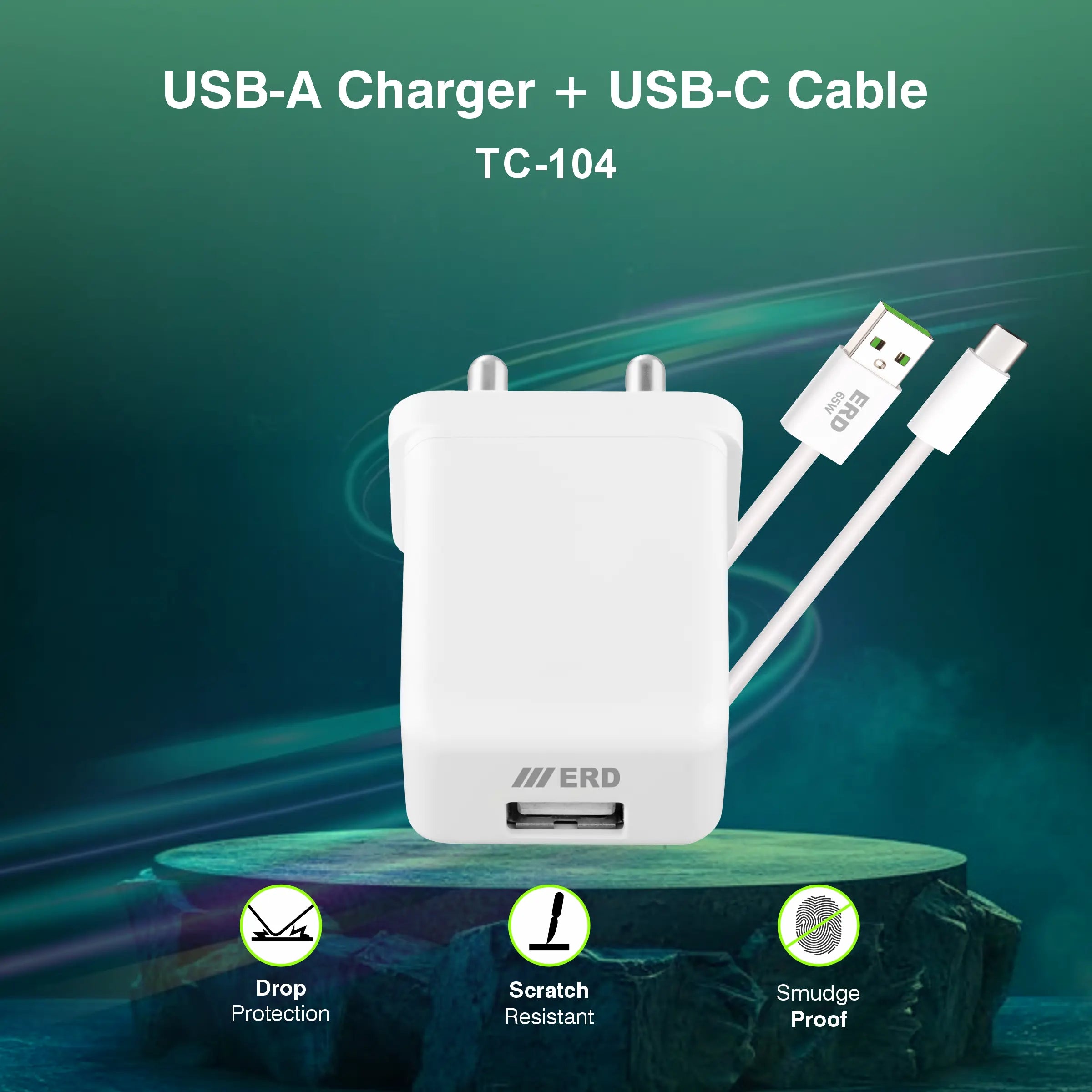 ERD TC-104 CHARGER + USB-C WHITE 15W