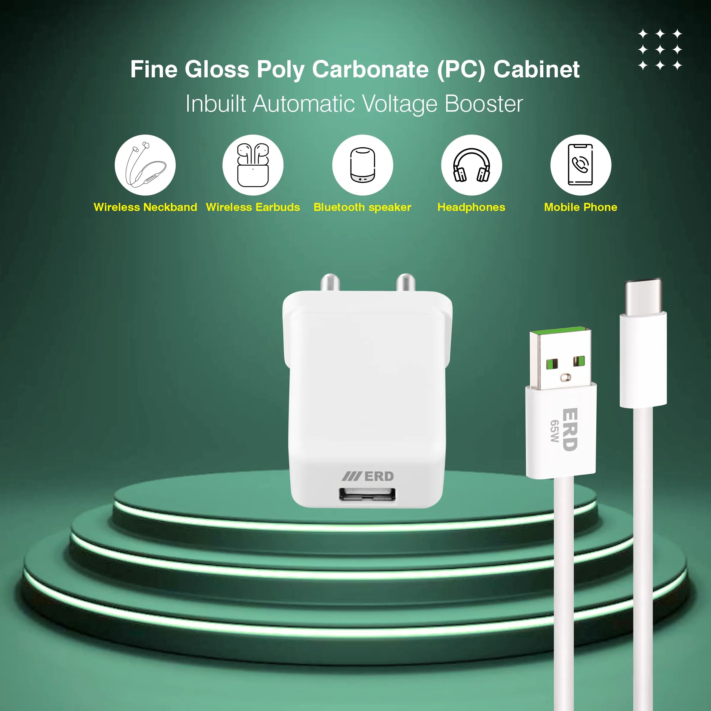 ERD TC-104 CHARGER + USB-C WHITE 15W