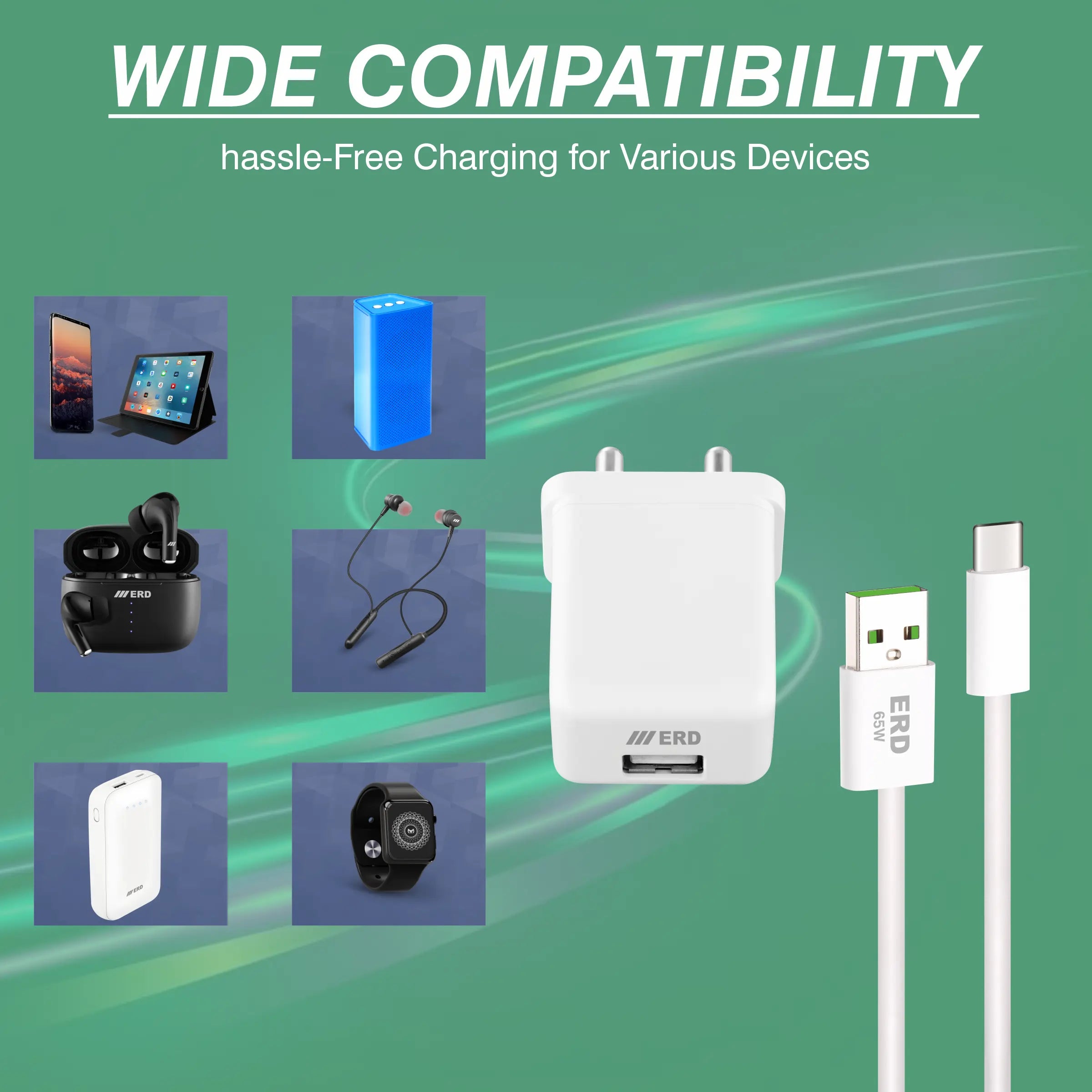 ERD TC-104 CHARGER + USB-C WHITE 15W