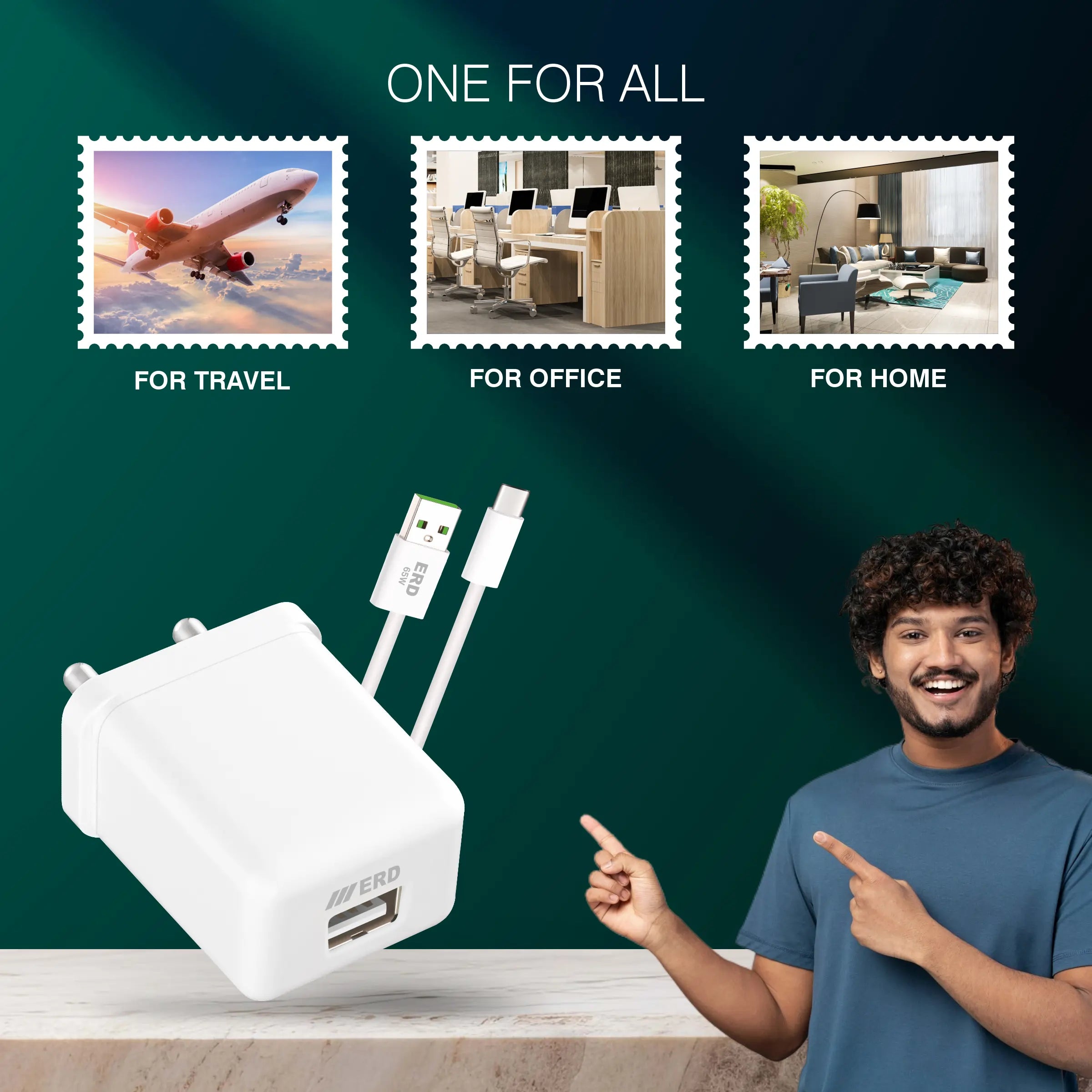 ERD TC-104 CHARGER + USB-C WHITE 15W