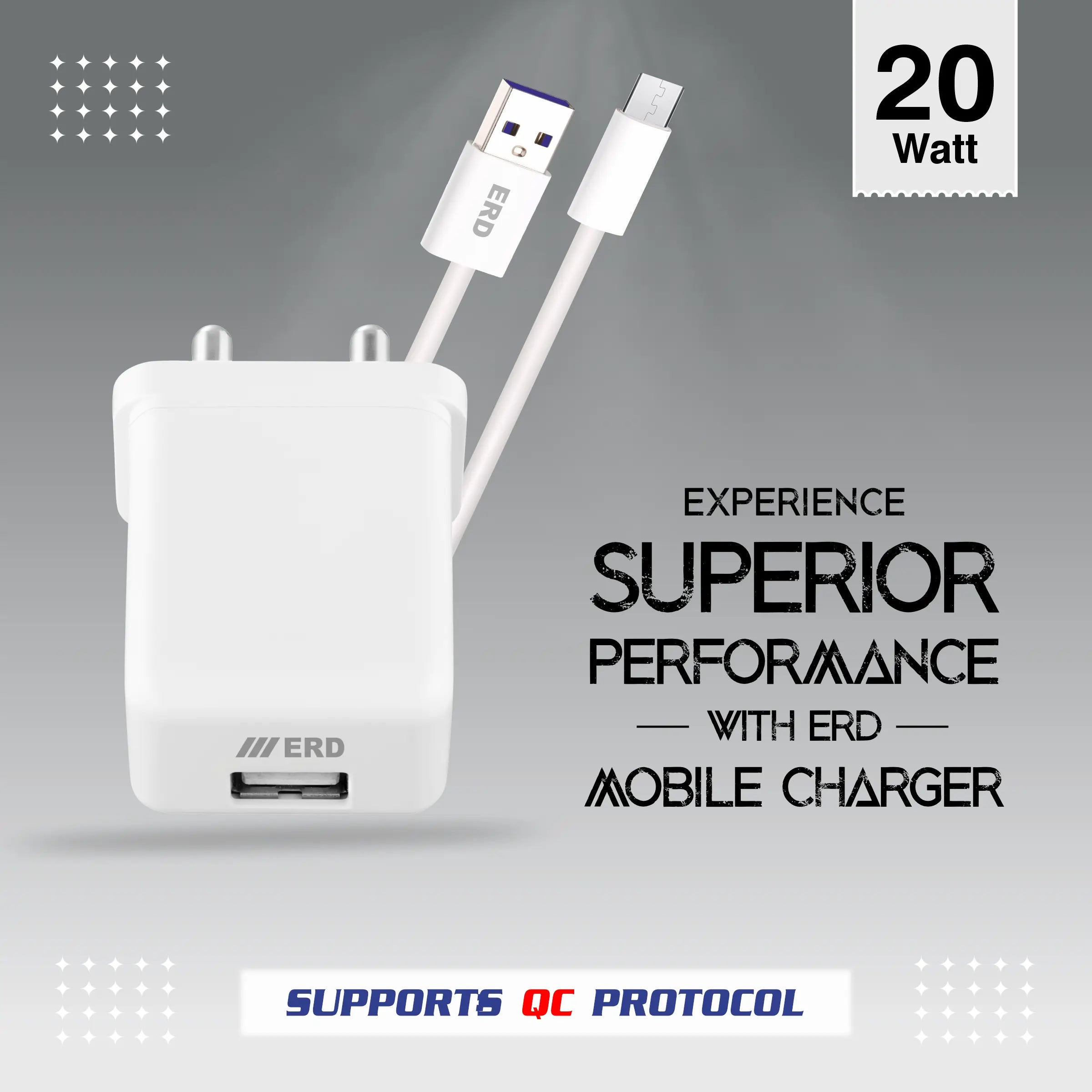 ERD TC-121 CHARGER + USB-C QC WHT 20W