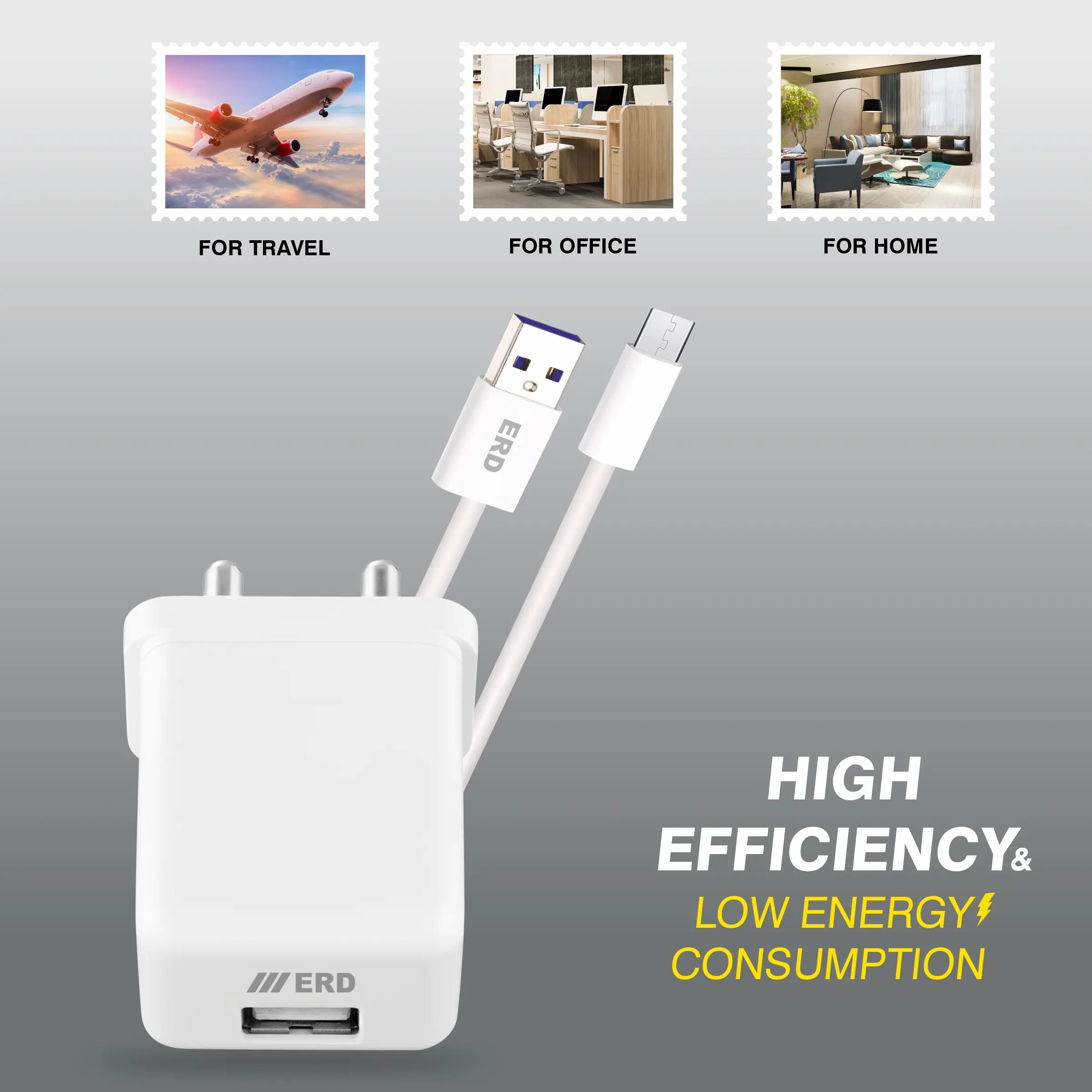 ERD TC-121 CHARGER + USB-C QC WHT 20W