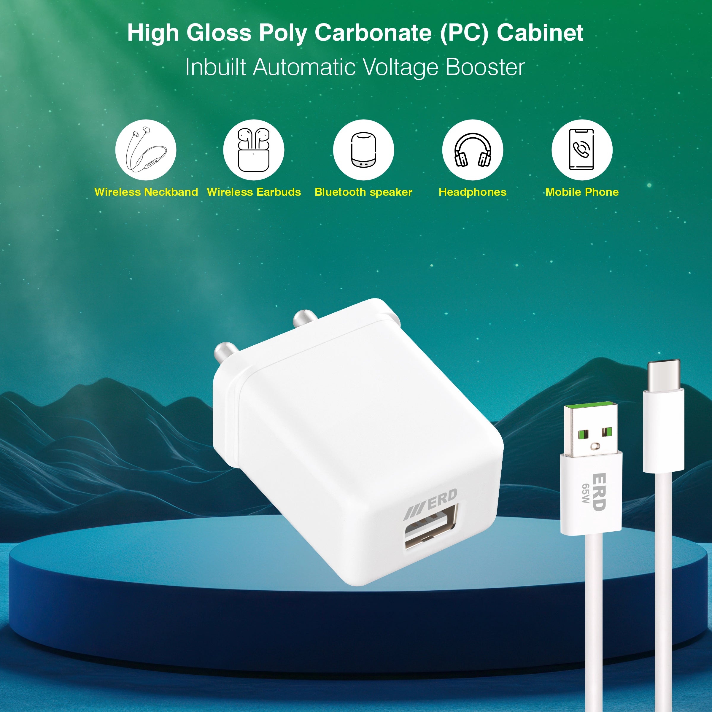 ERD TC-123 CHARGER + USB-C VOOK WHT 33W