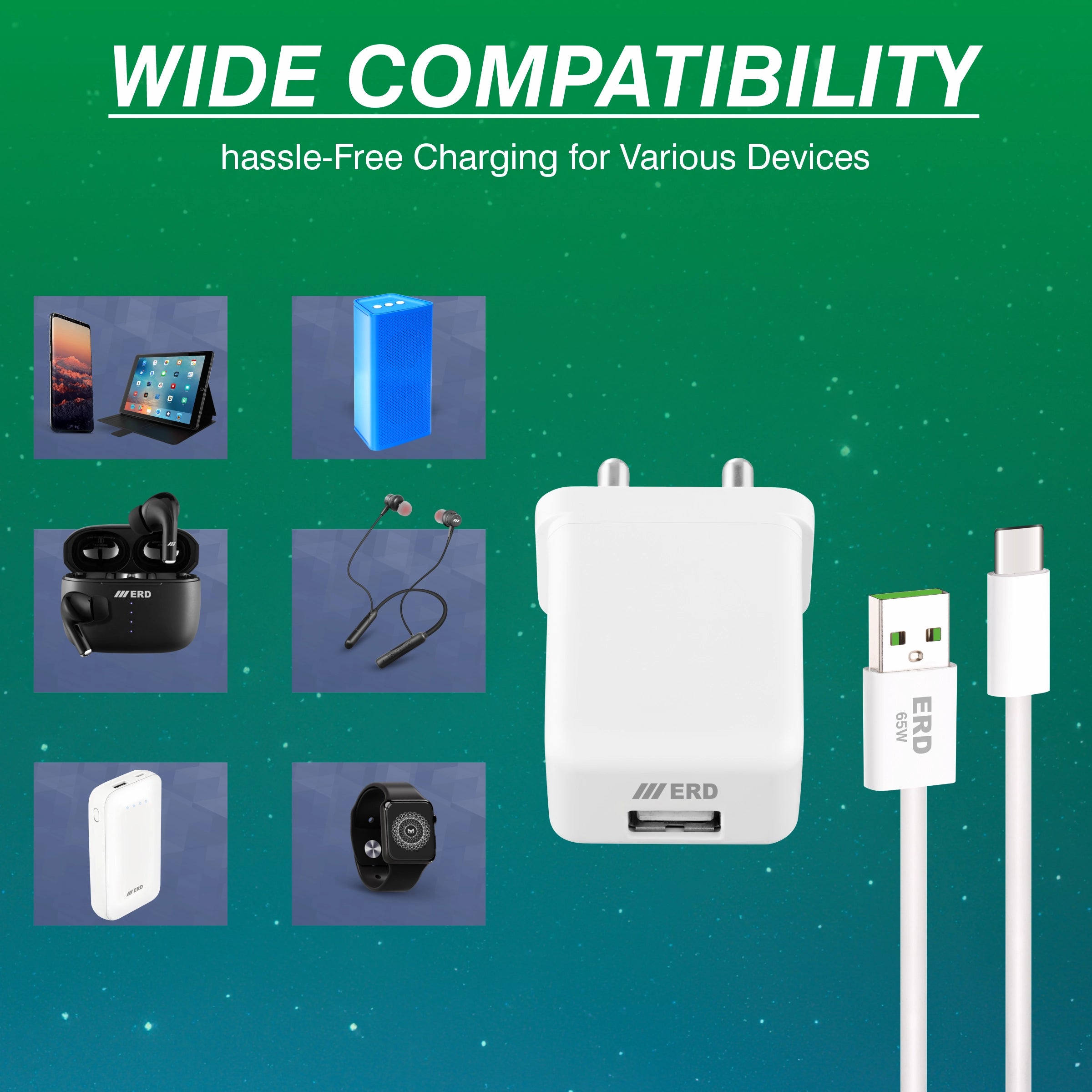 ERD TC-123 CHARGER + USB-C VOOK WHT 33W