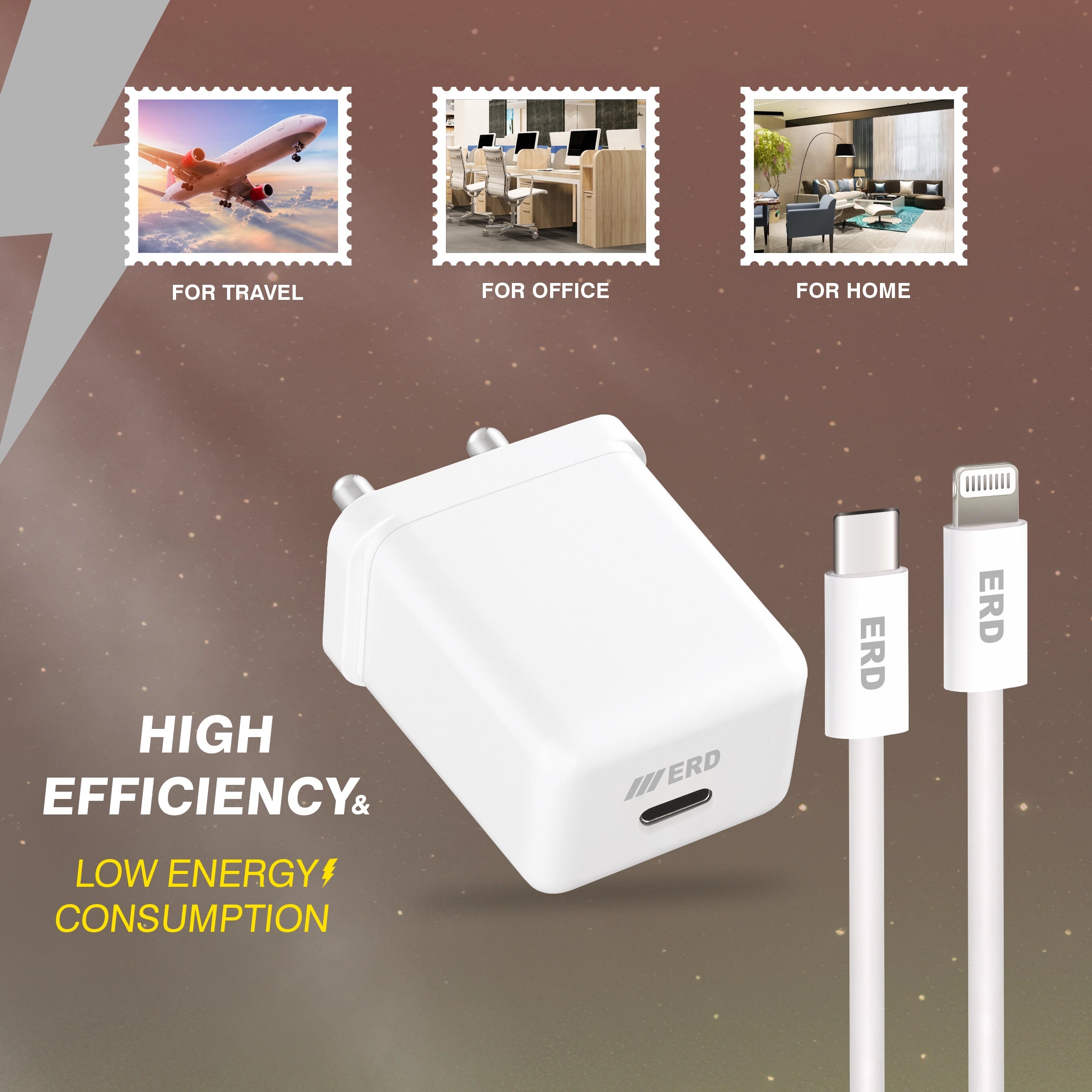 ERD TC-131 CHARGER USB-C TO LIGHTING PD WHT 20W