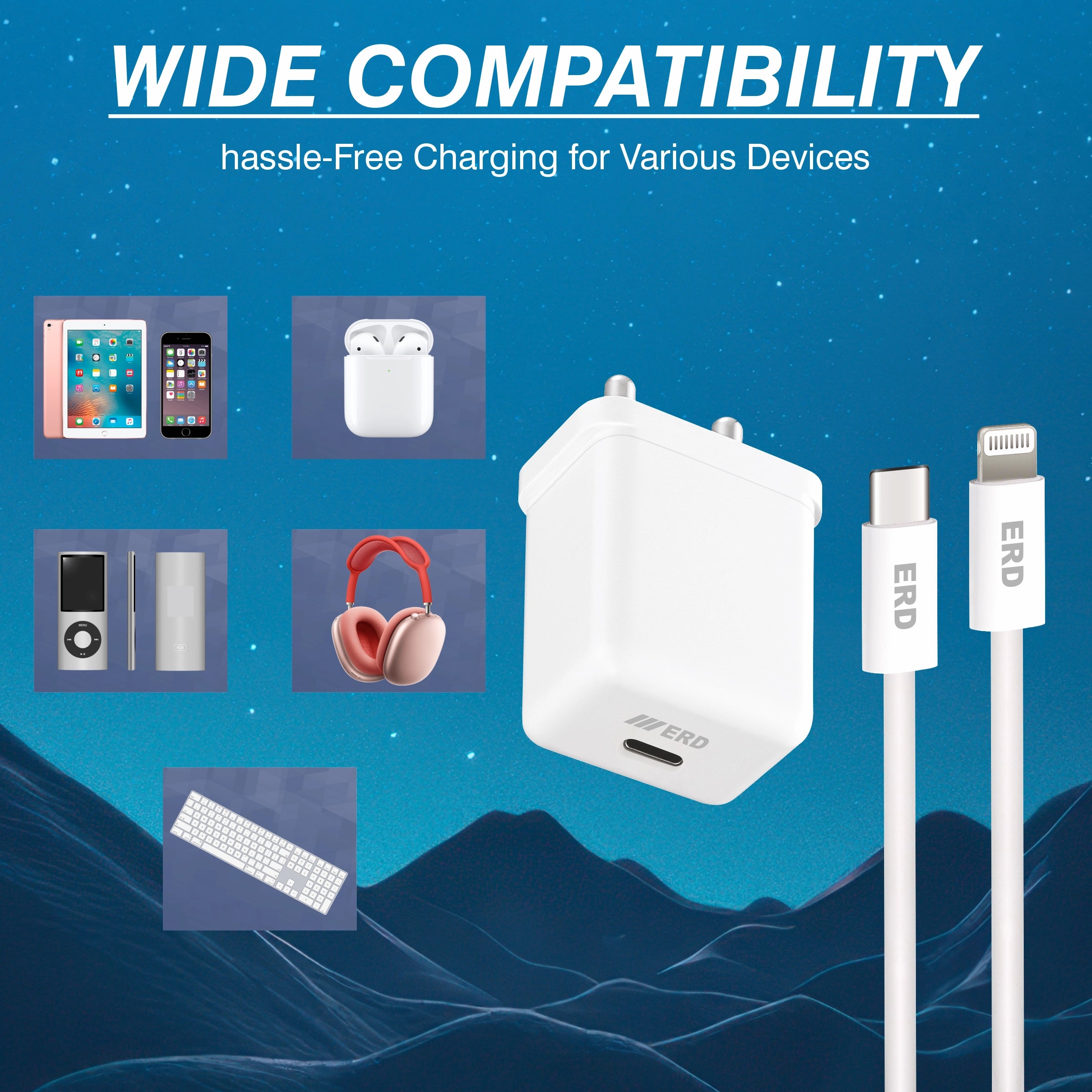 ERD TC-131 CHARGER USB-C TO LIGHTING PD WHT 20W