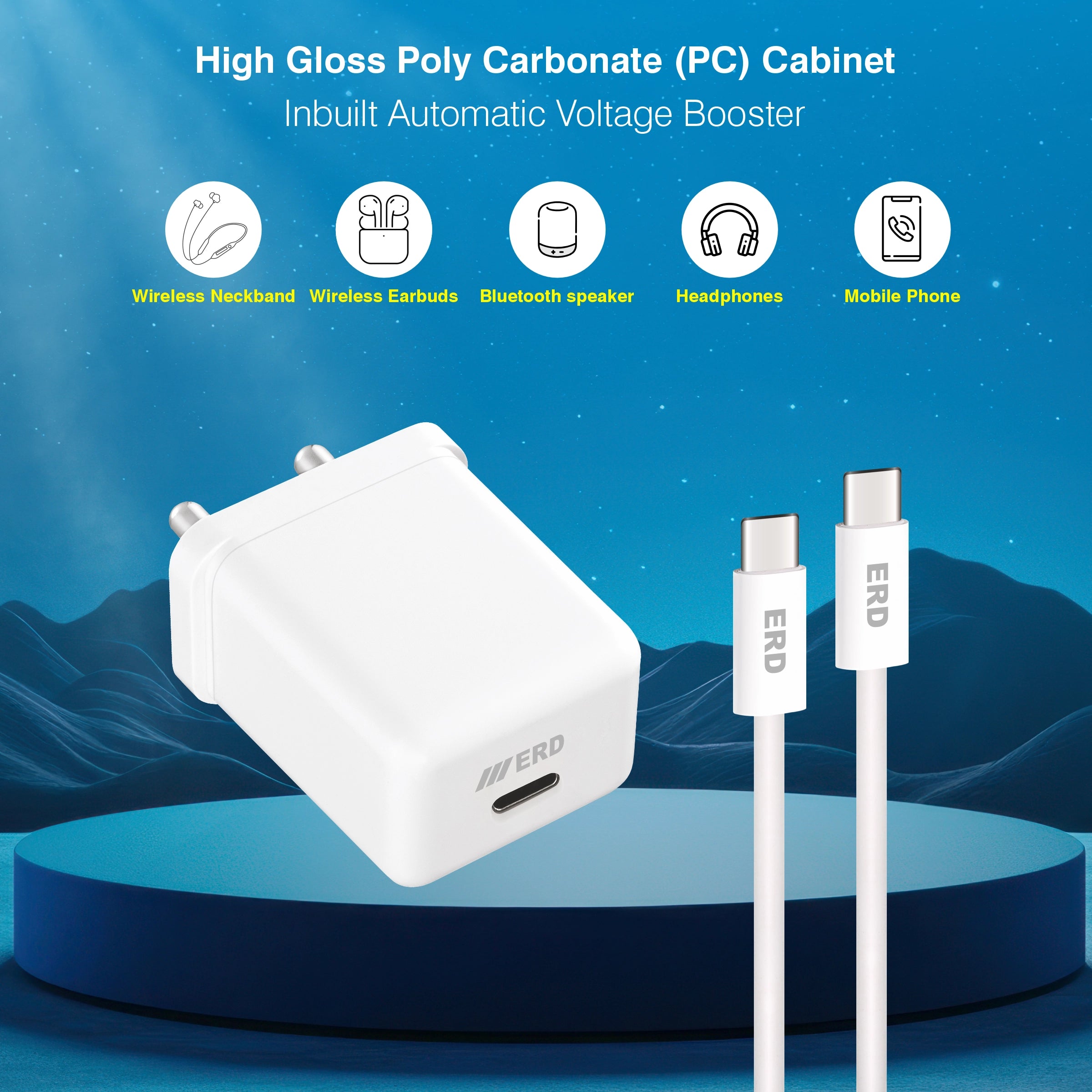 ERD TC-131 CHARGER USB-C 1P15 TO C PD WHT 20W