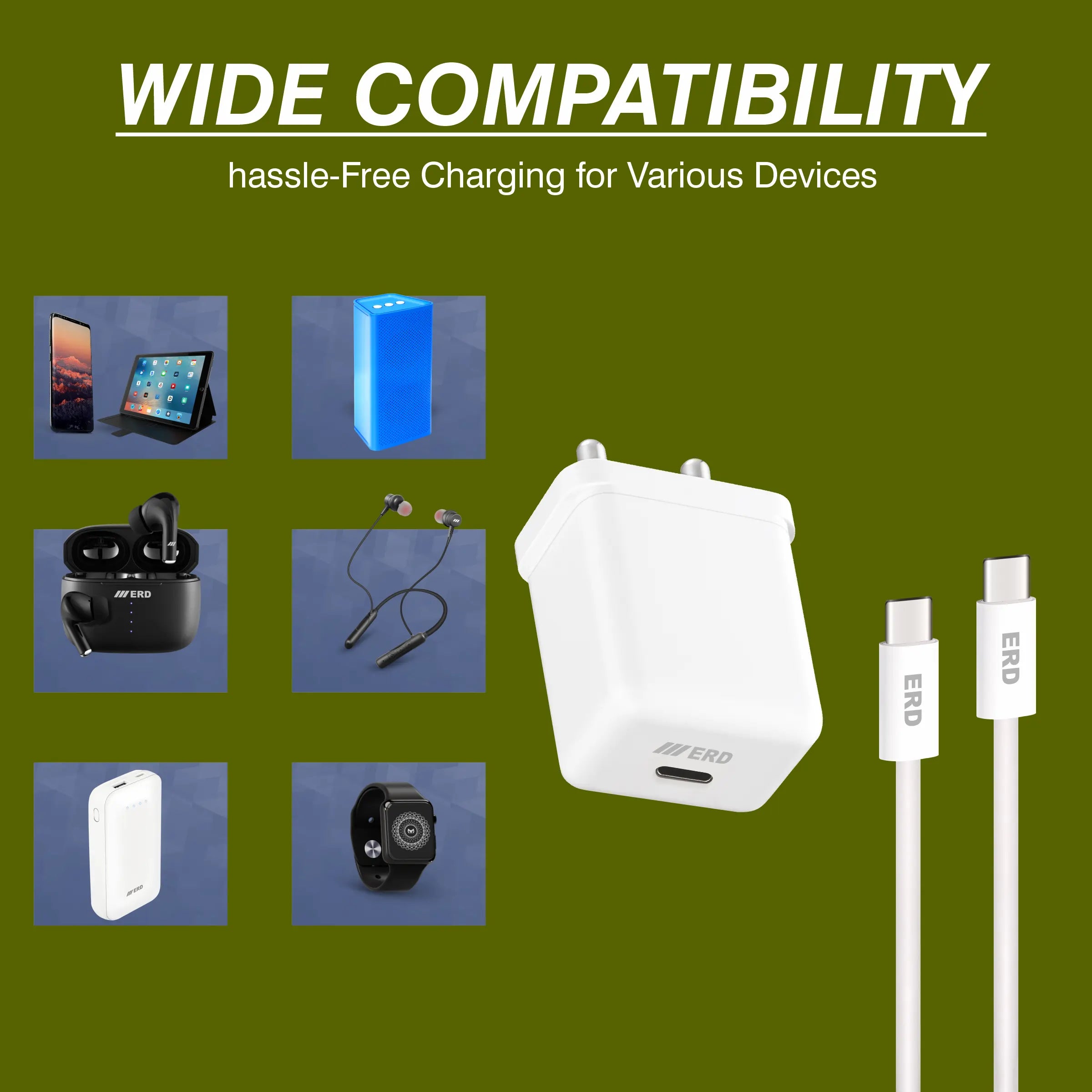 ERD TC-133 CHARGER+USB-C TO C PD WHT 33W