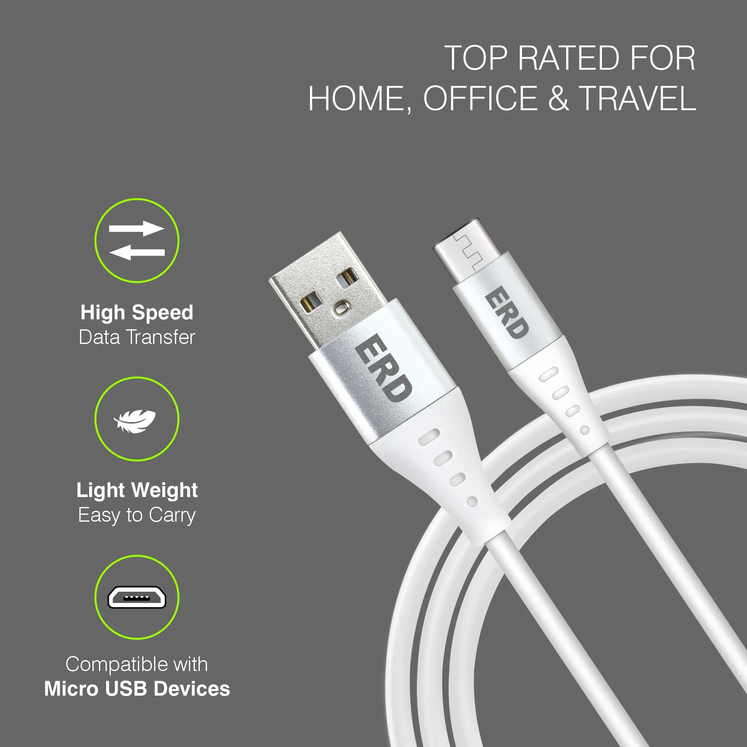ERD TC-101 Charger With Micro USB Data Cable-5V/2Amp (5W)