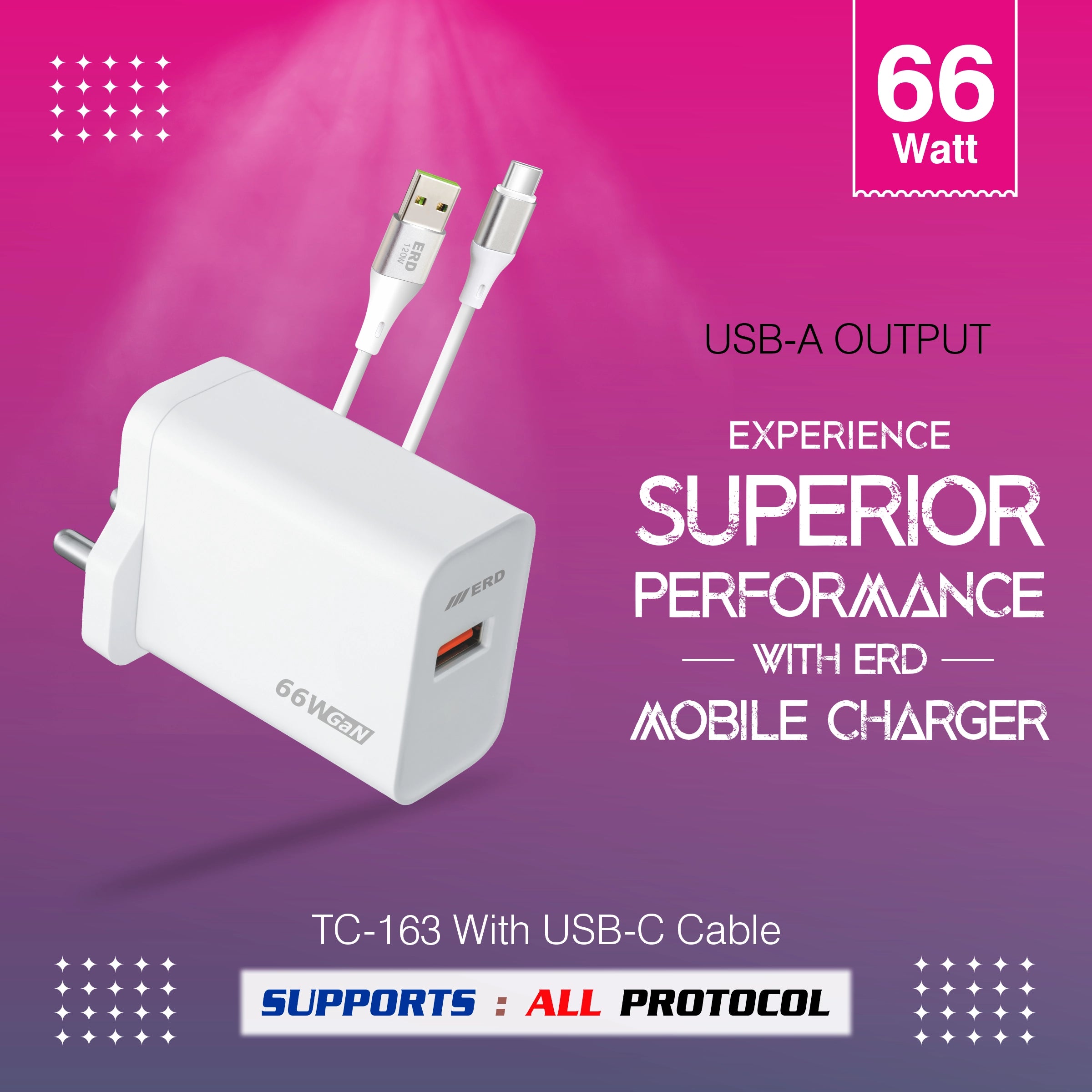 ERD TC-163 CHARGER  USB-C WHITE 66W