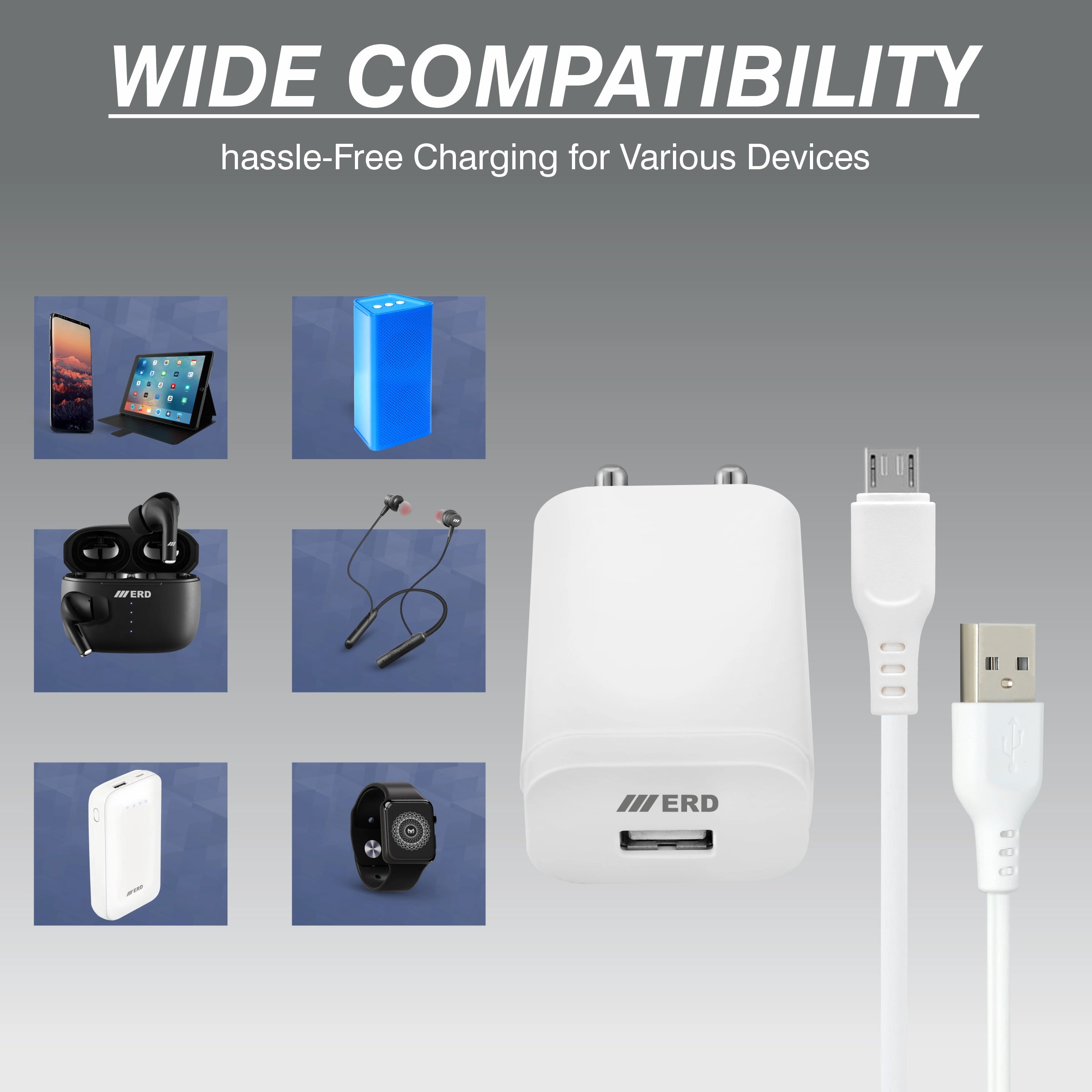 ERD TC-221 CHARGER WITH MICRO QC WHT 20W