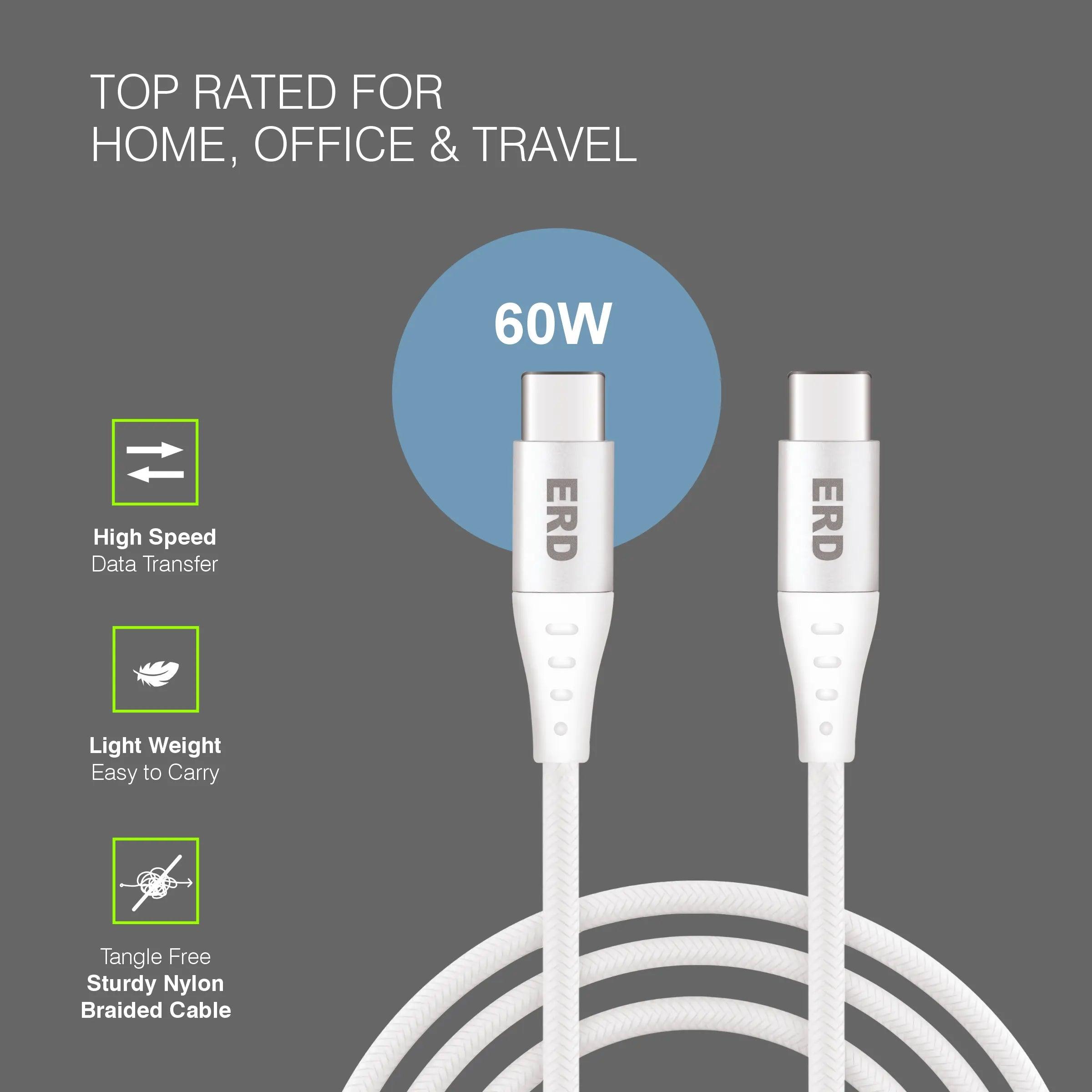 ERD UC-115 USB-C TO C IP15 Braided Power Delivery Cable