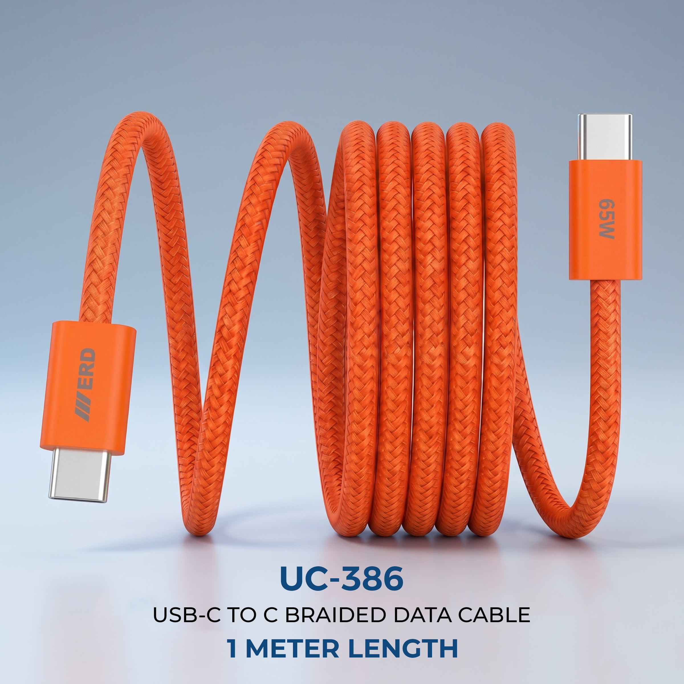 UC-386 USB-C to C Braided Data Cable Solid casing 65W