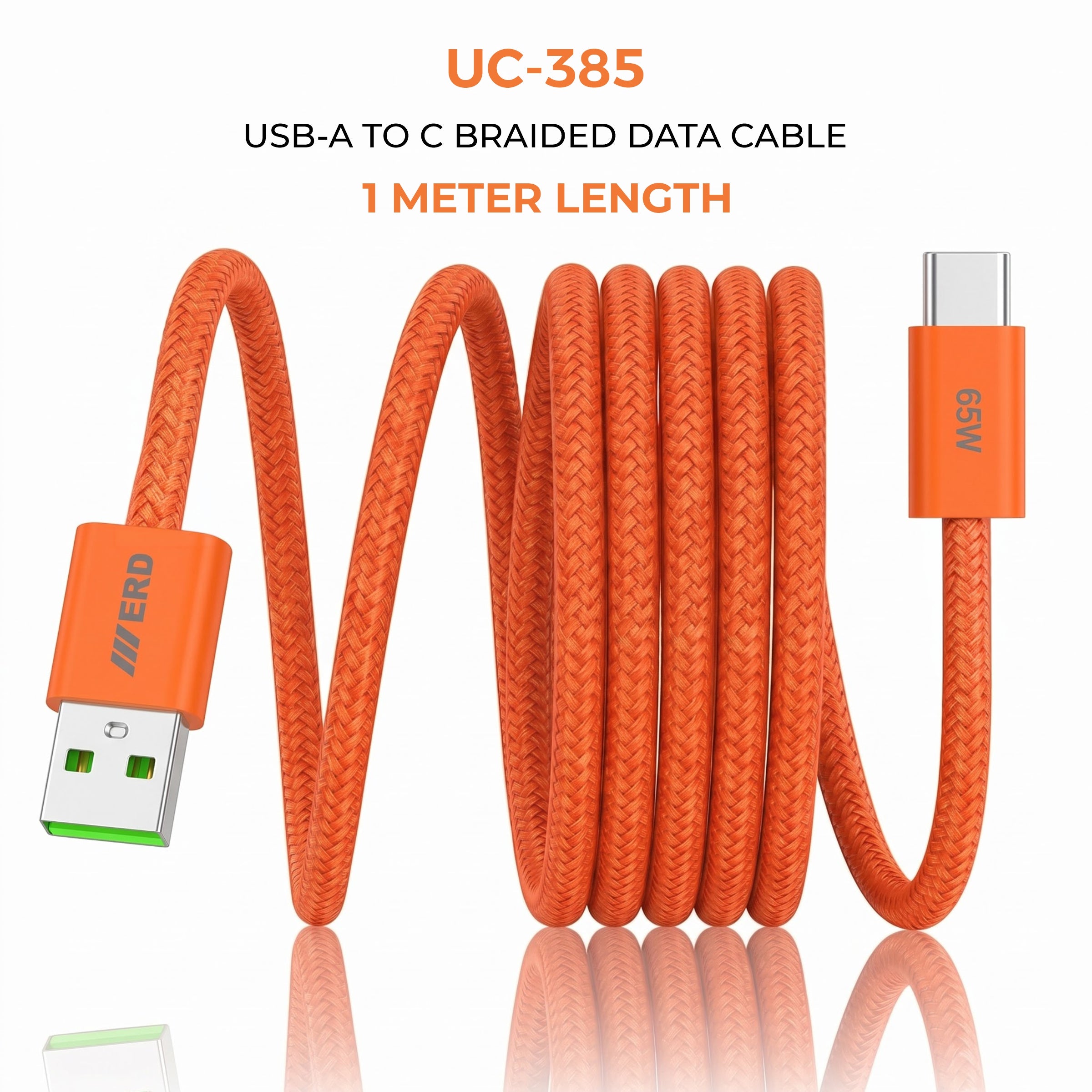 UC-385 USB-A To C Braided Data Cable Solid Casing 65W