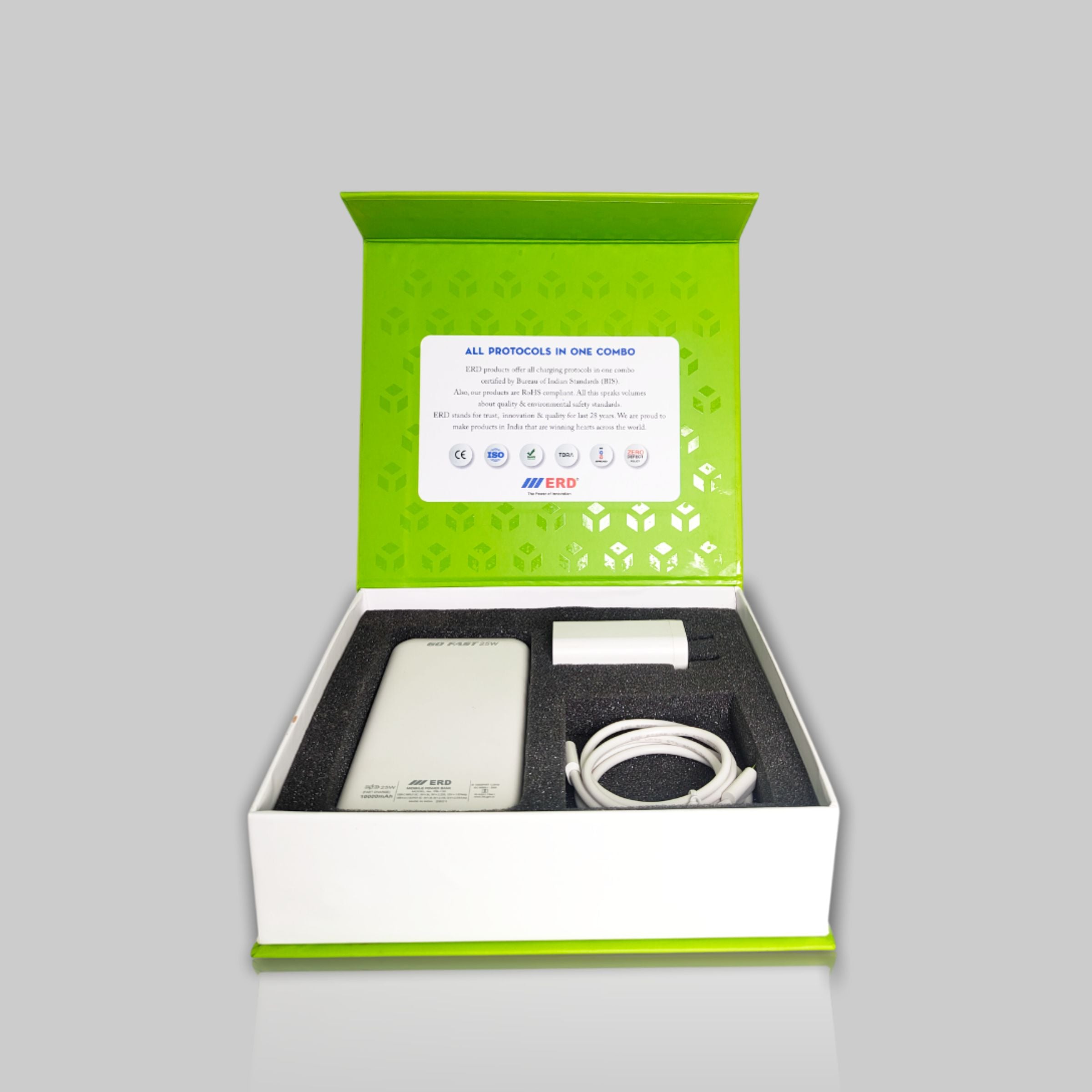 ERD Premium Corporate Gift Pack – GP 101 (10000mAh Power Bank + 45W GaN Charger + 65W USB-C Cable)