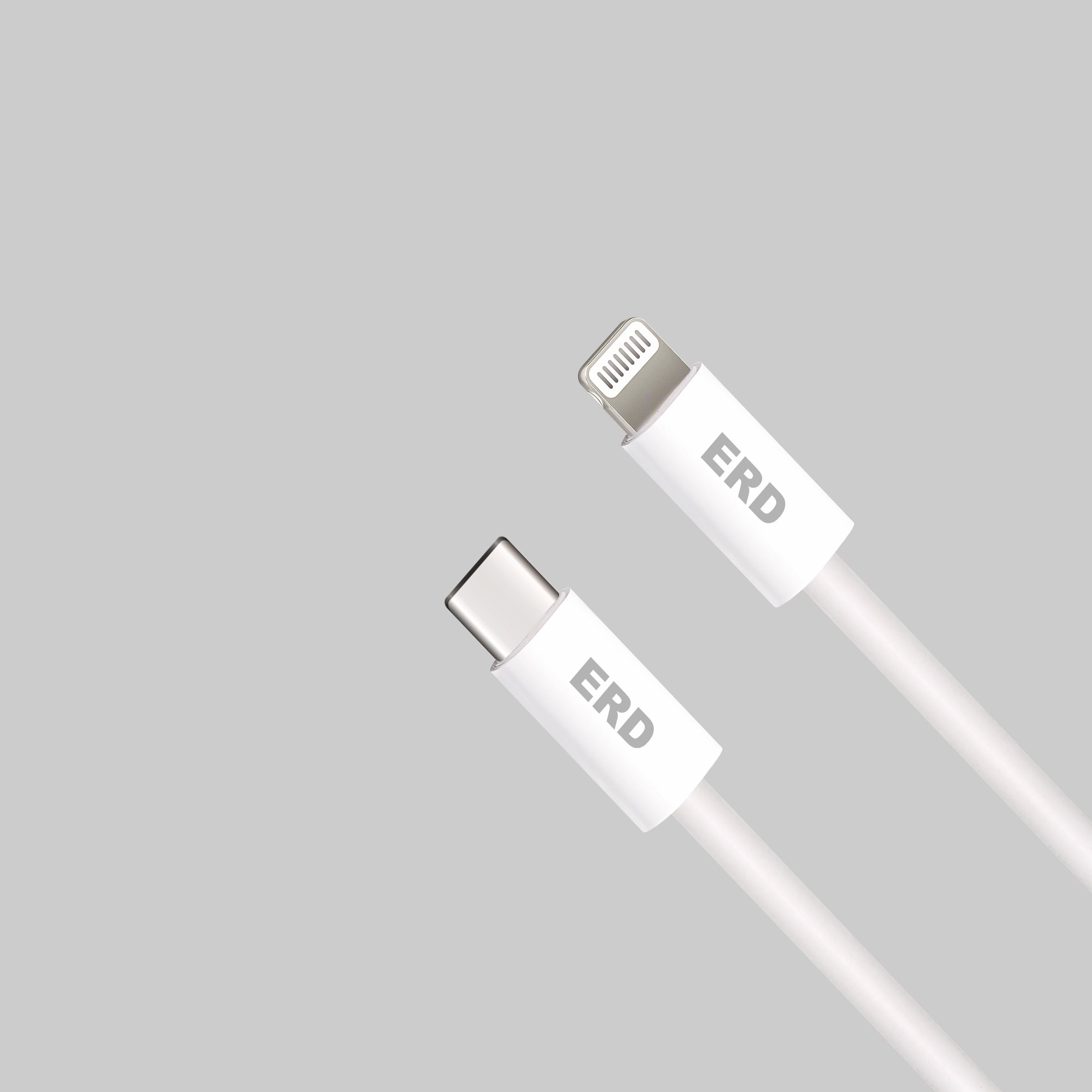 White USB cable with 'ERD' branding on a gray background