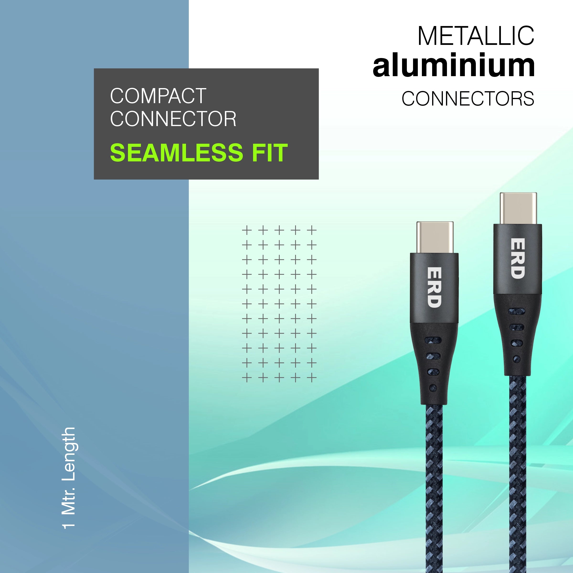 Metallic aluminium connectors with 'ERD' branding on a gradient background