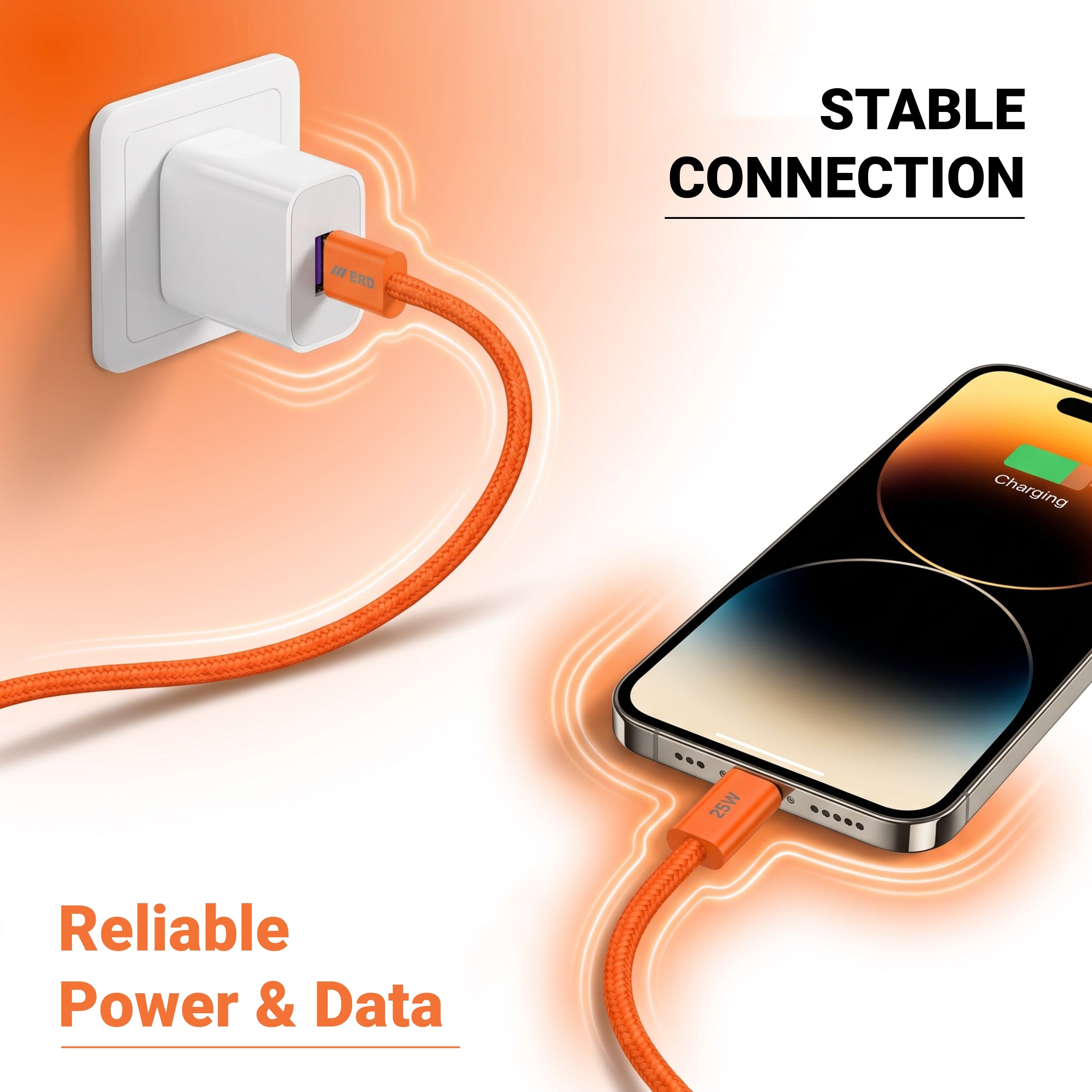 UC-387 USB-A to Lightning Braided Data Cable Solid casing 25W