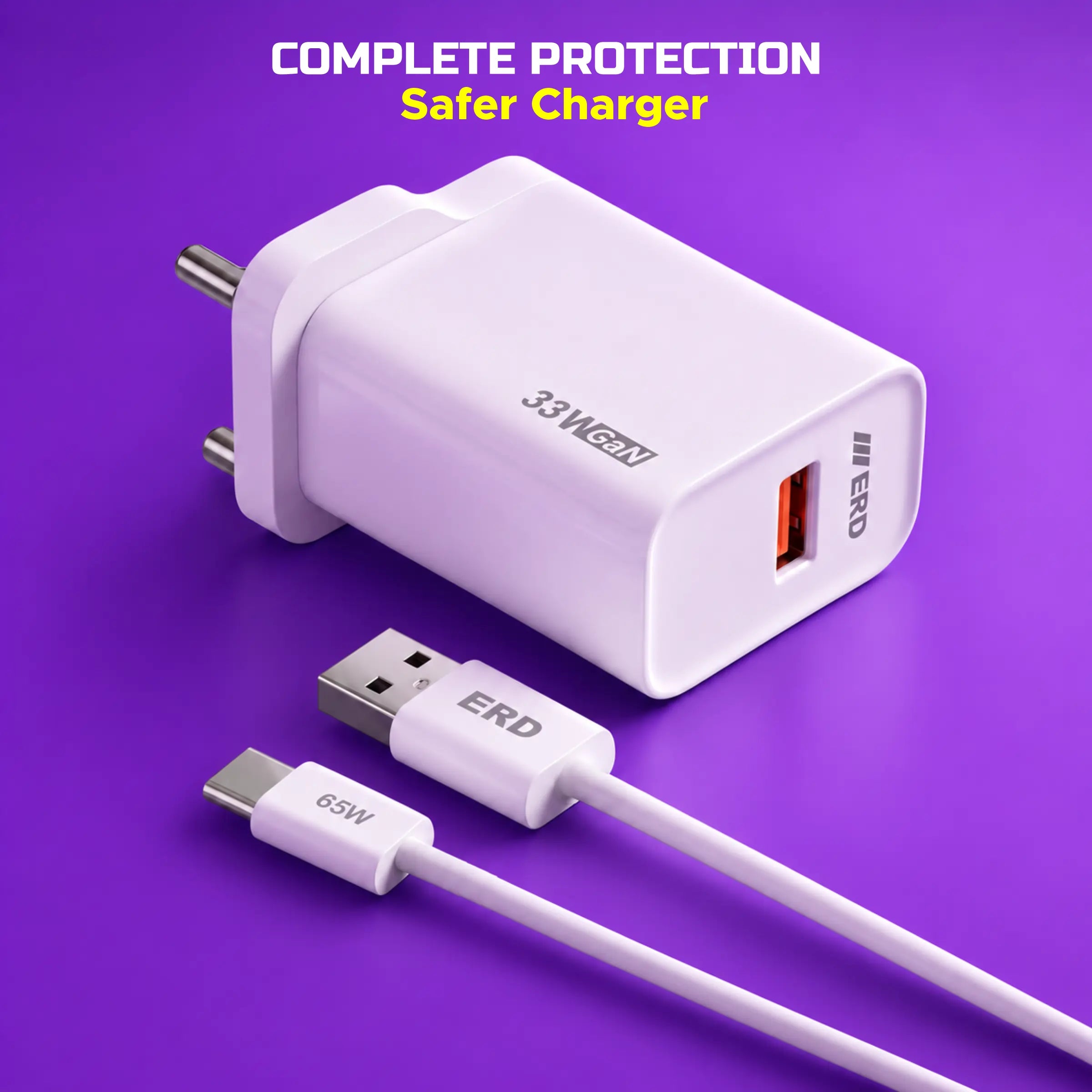 TC-125 USB A GaN Charger With A To C Cable,33W
