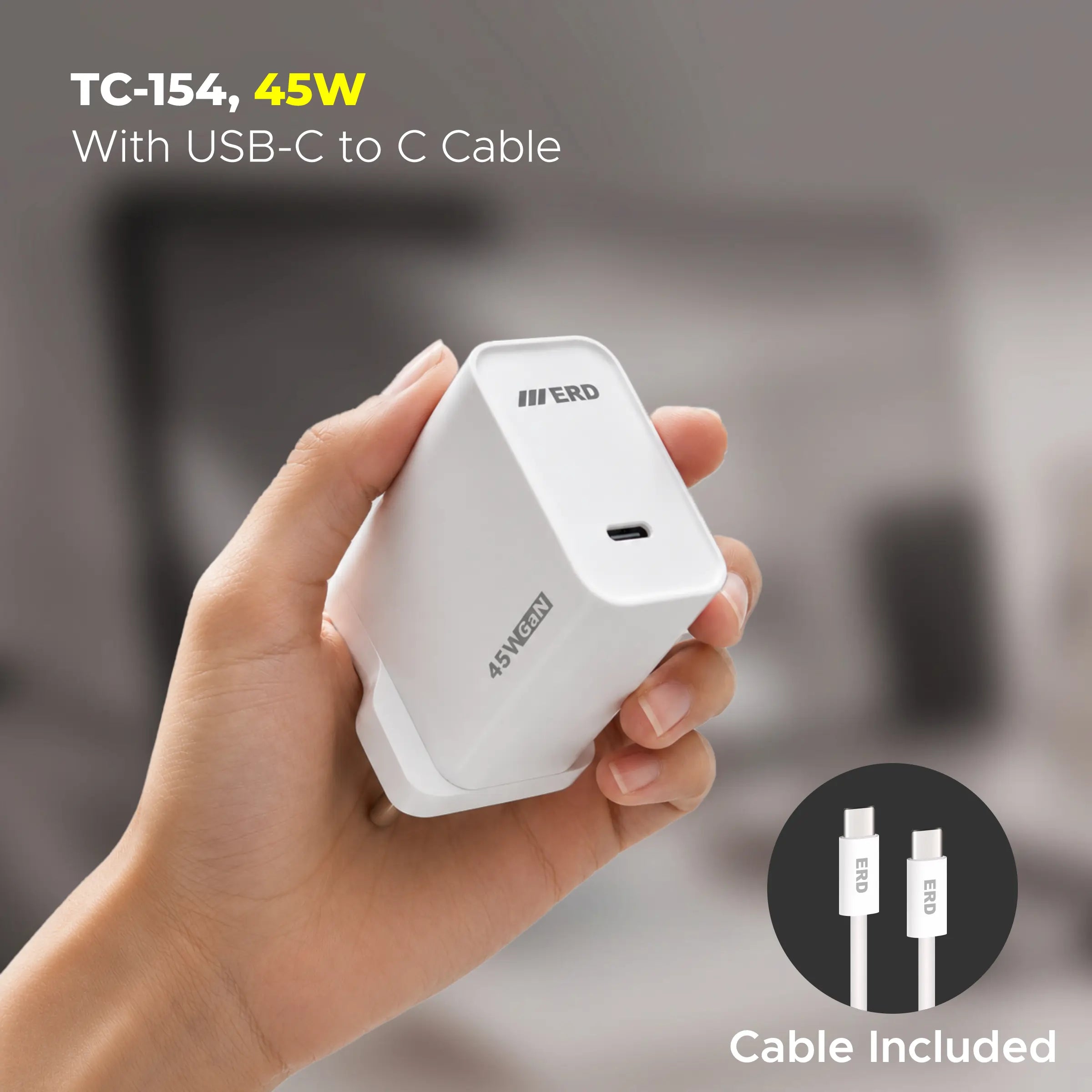 TC-154 USB-C GaN Charger 45W With C To C Cable