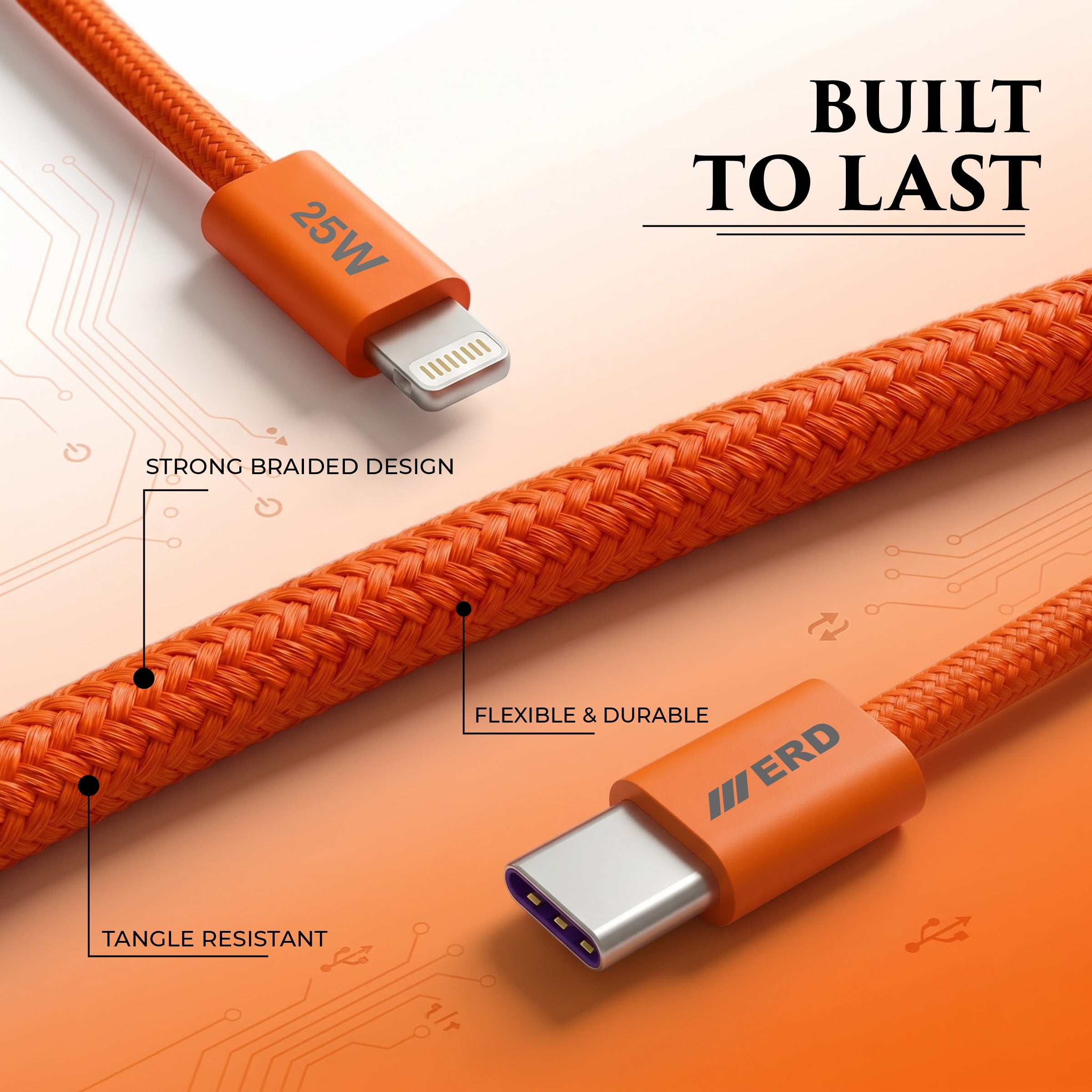 UC-388 USB-C to Lightning Braided Data Cable Solid casing 25W
