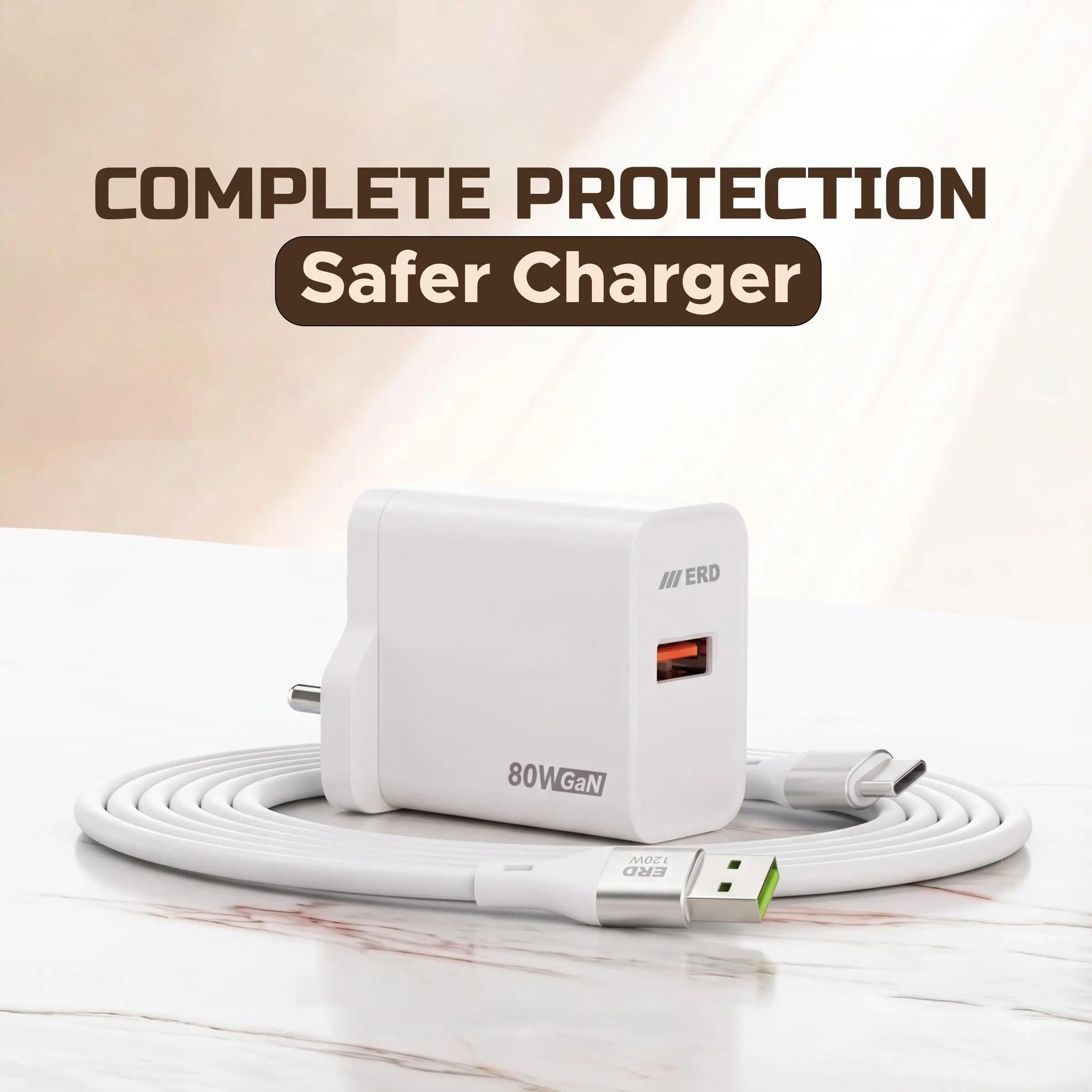 TC-166 USB-A GaN Charger With A to C Cable, 80W