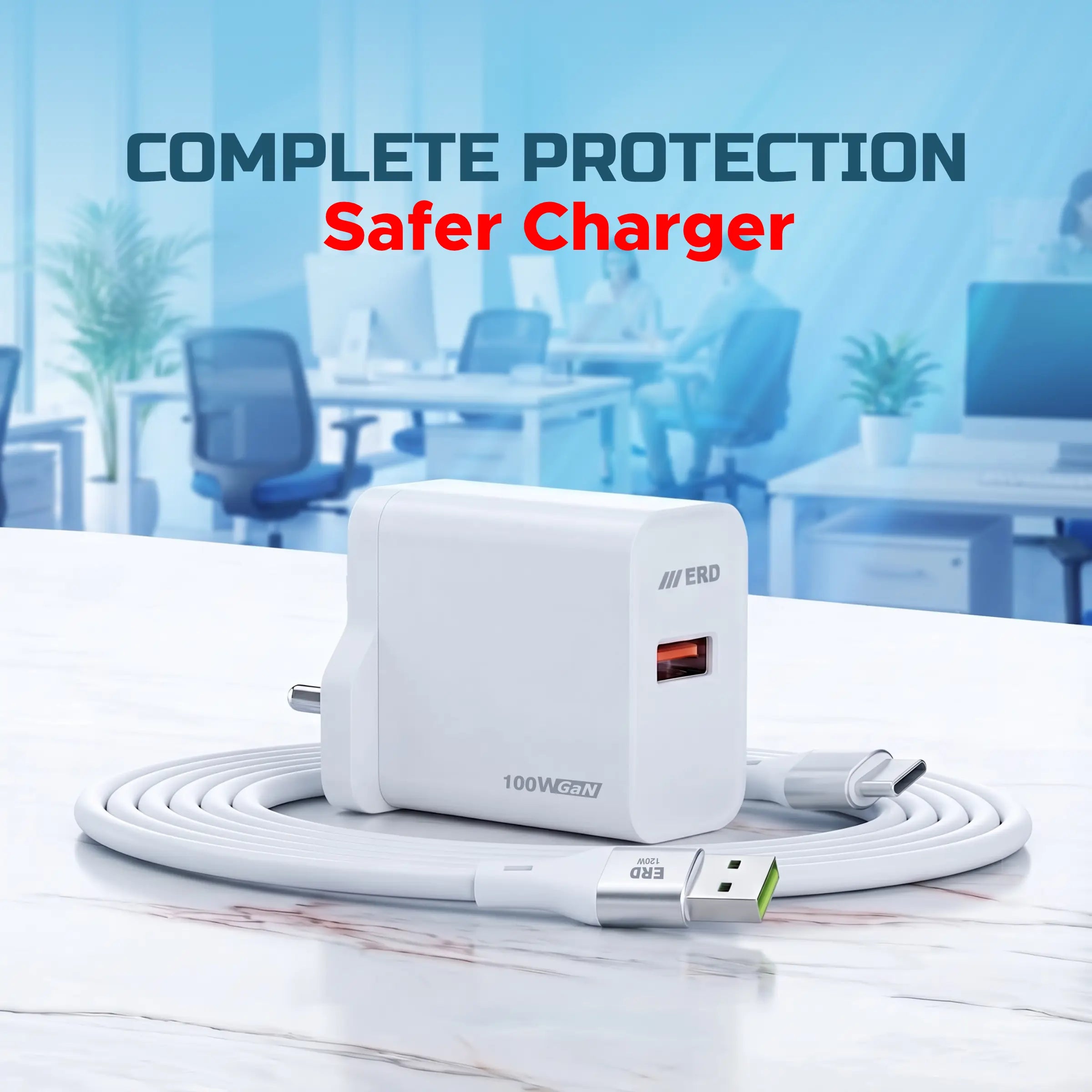 TC-167 USB-A GaN Charger With A to C Cable, 100W