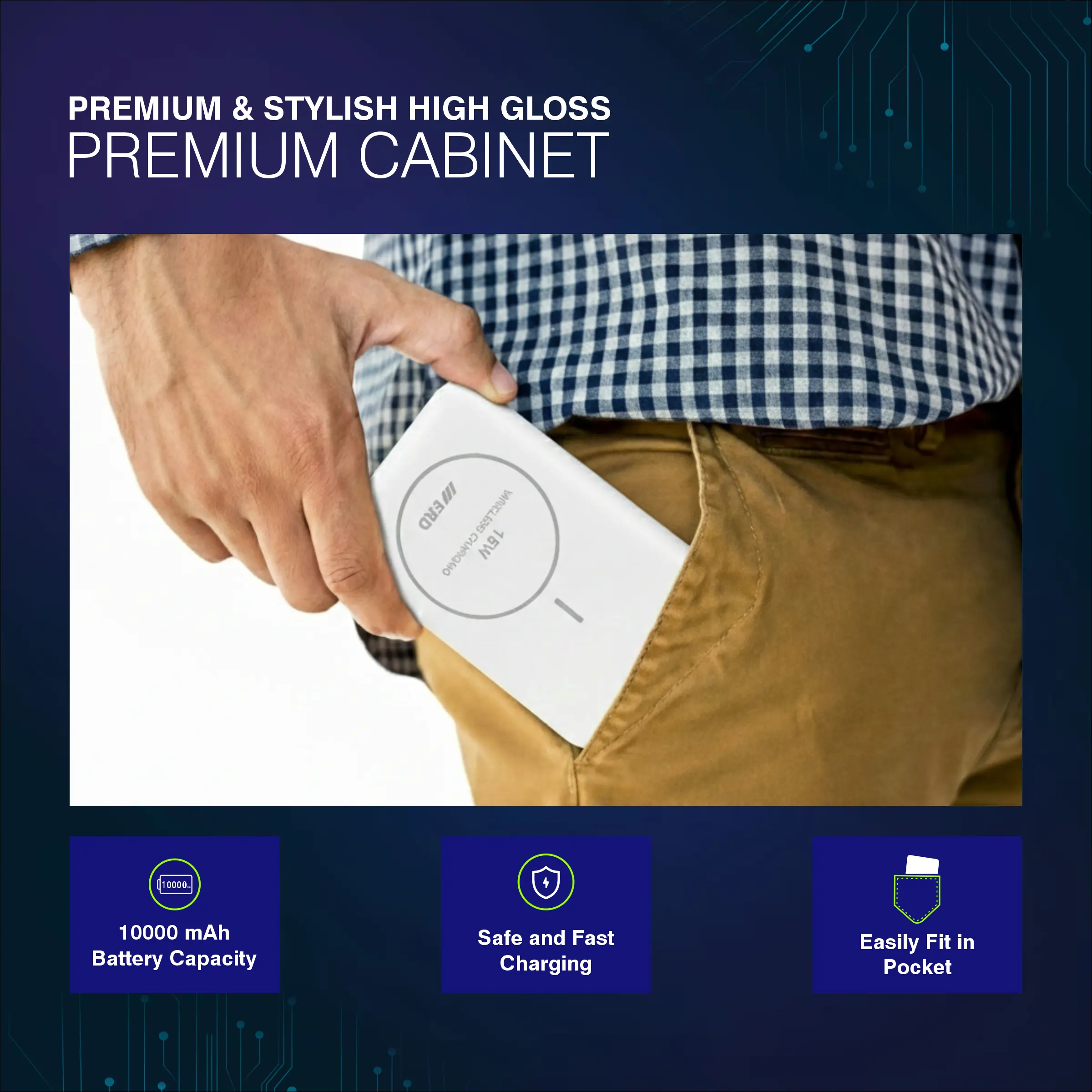 ERD PB-180 Power Bank 10000 mAh (25W) with Wireless Charging