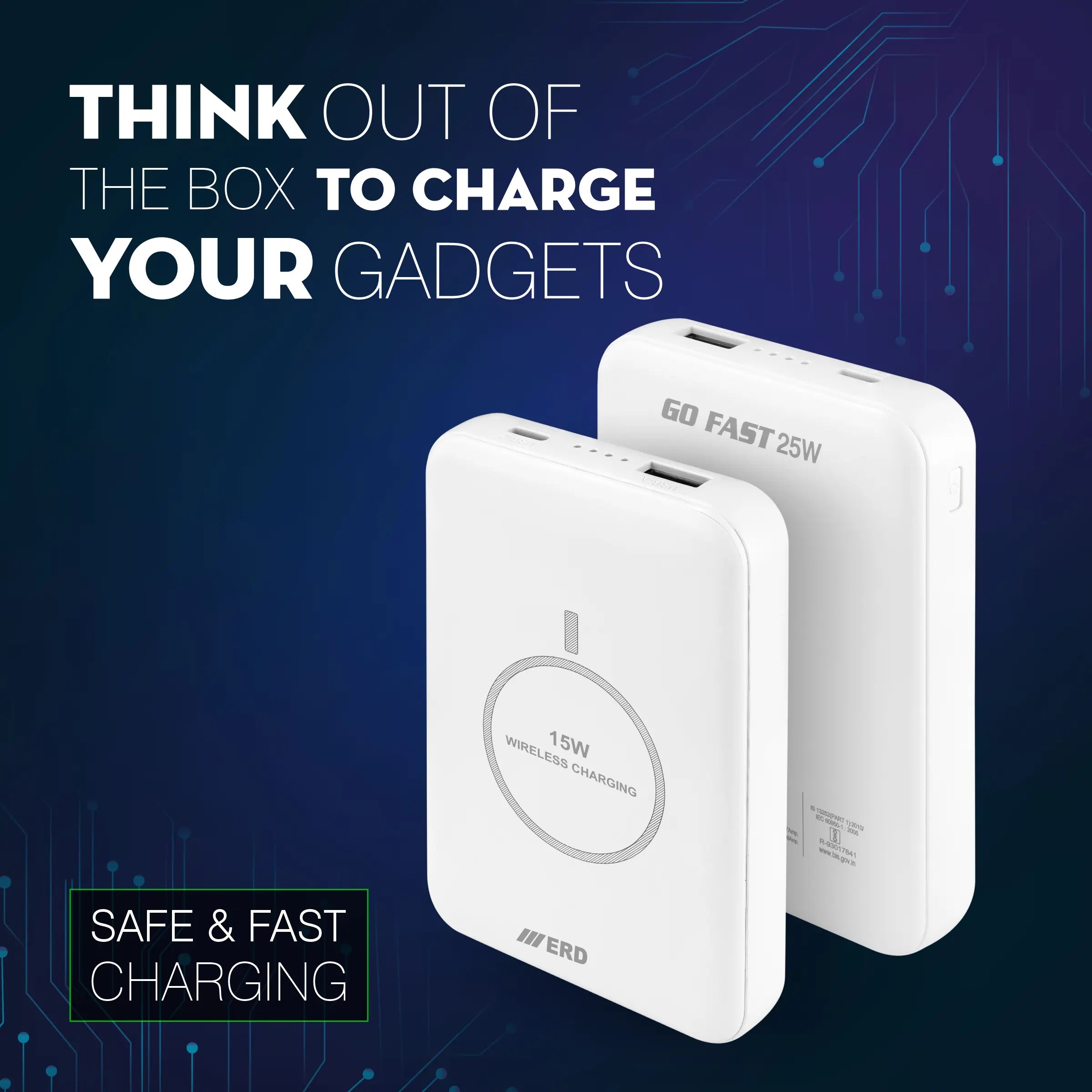ERD PB-180 Power Bank 10000 mAh (25W) with Wireless Charging