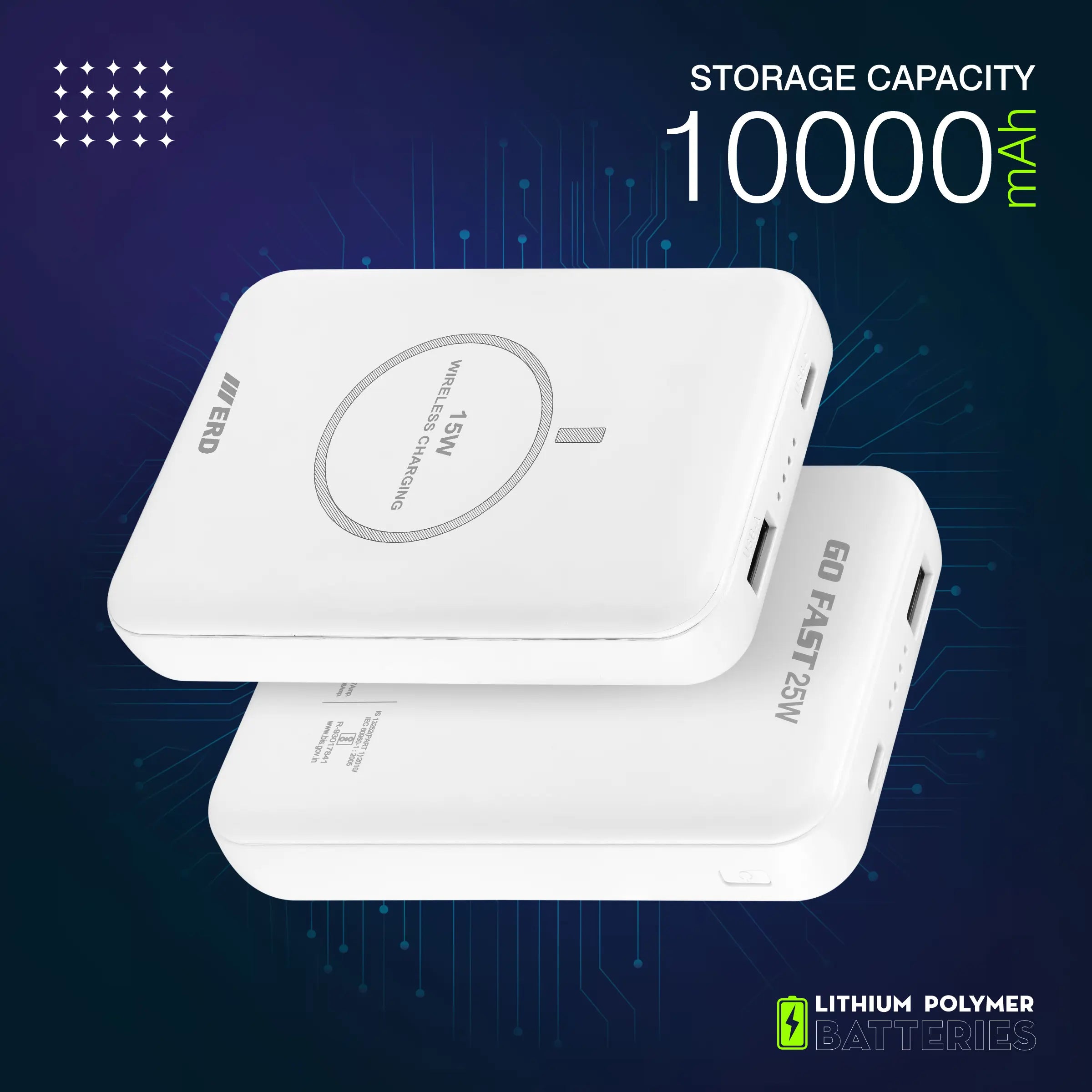 ERD PB-180 Power Bank 10000 mAh (25W) with Wireless Charging