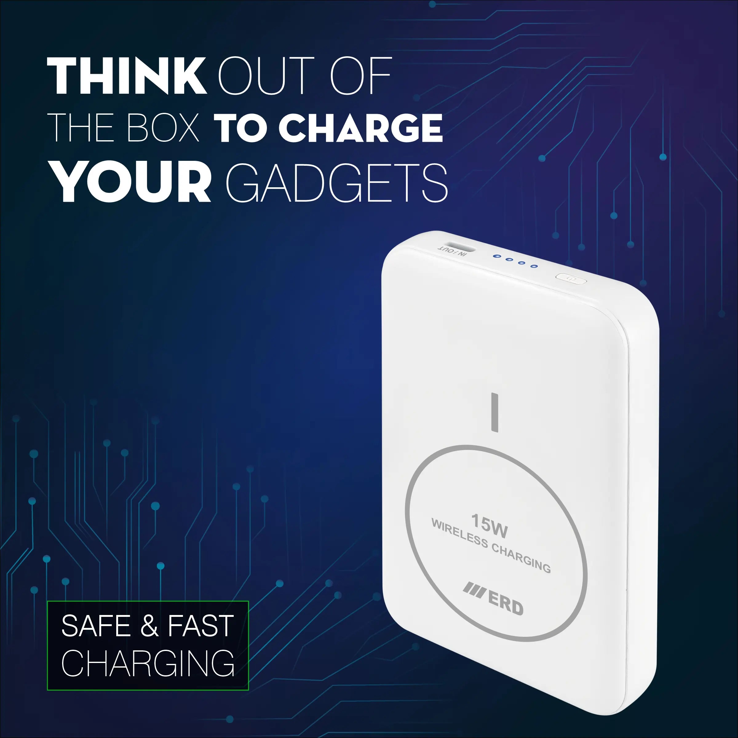 ERD PB-180 Power Bank 10000 mAh (25W) with 15W Wireless Charging