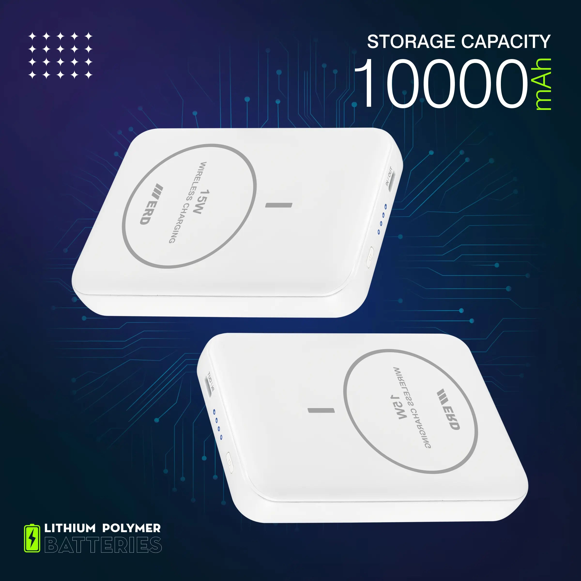 ERD PB-180 Power Bank 10000 mAh (25W) with 15W Wireless Charging