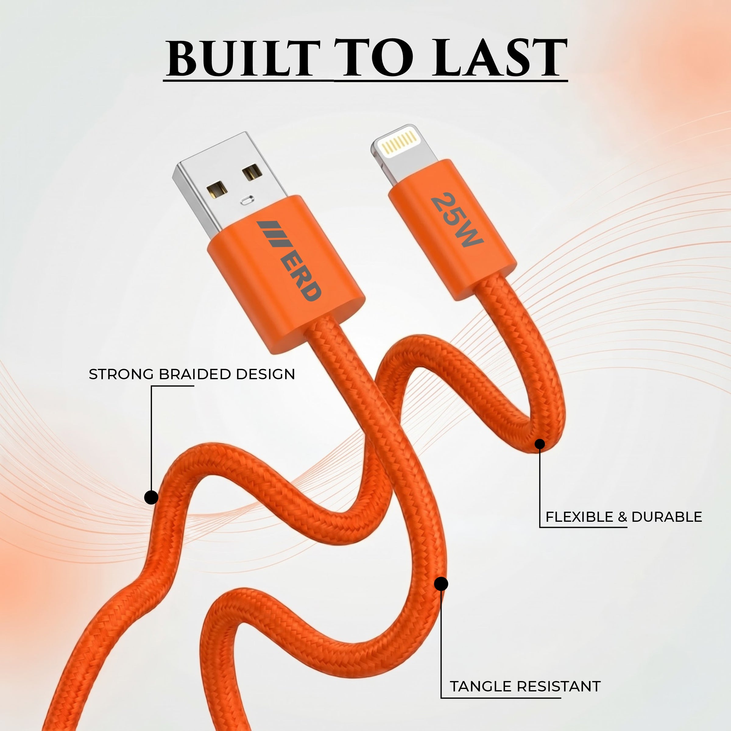 UC-387 USB-A to Lightning Braided Data Cable Solid casing 25W